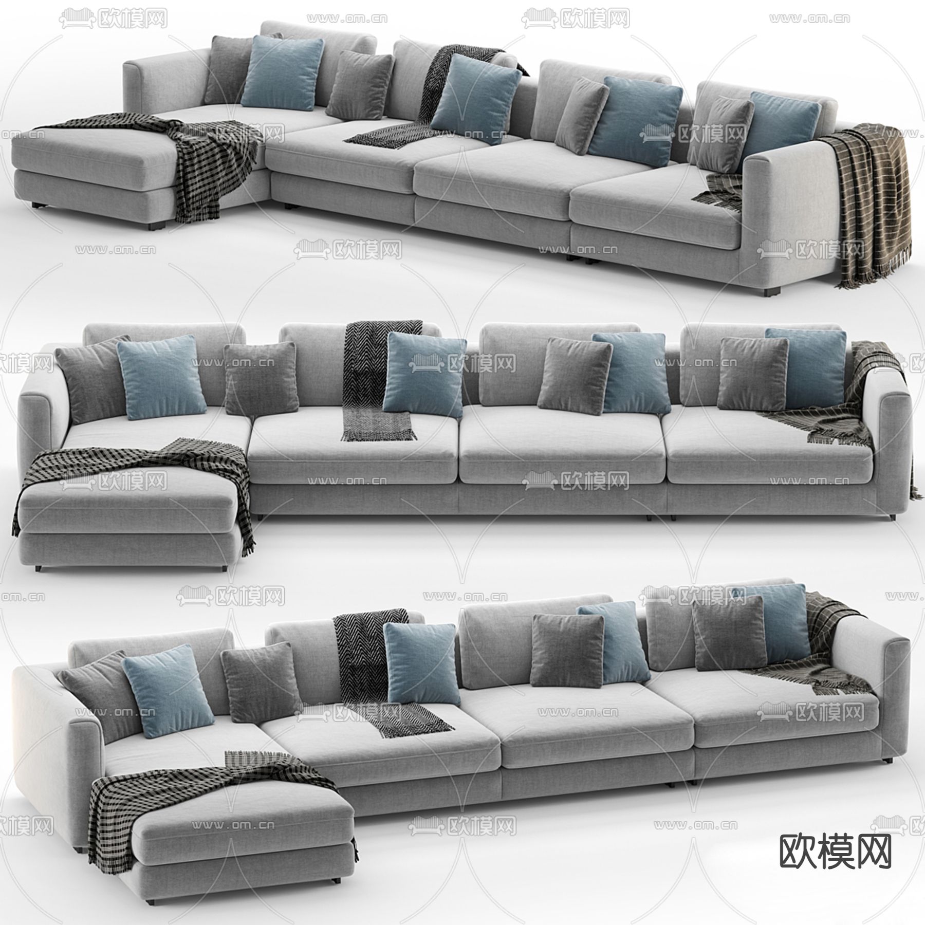 多人沙发 转角沙发3d模型下载