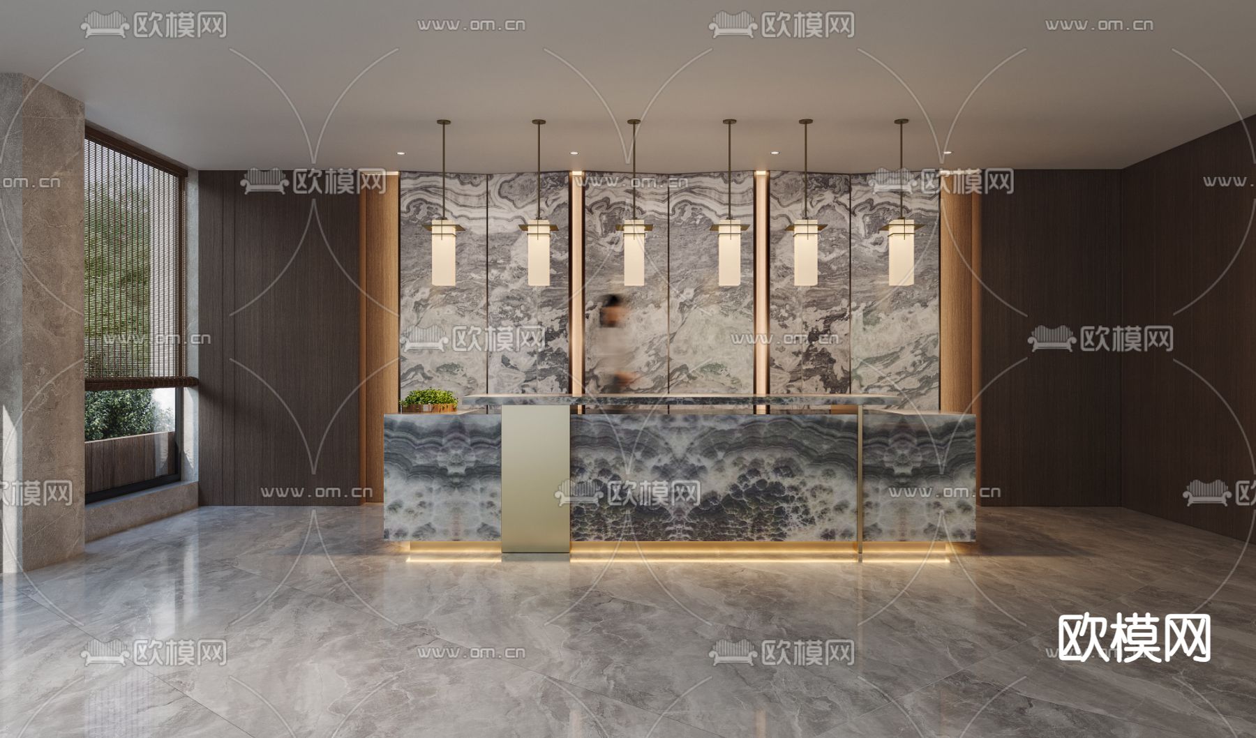 酒店大堂 休息区3d模型下载（渲染图2）