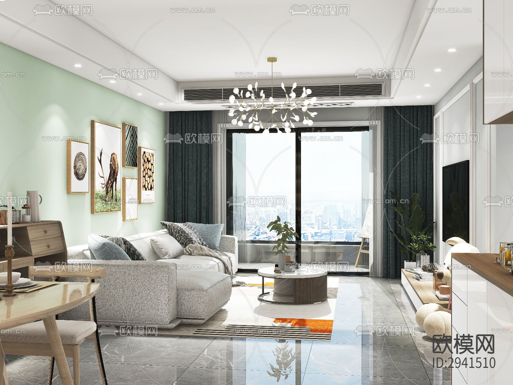 现代家装CAD施工图下载（渲染图7）