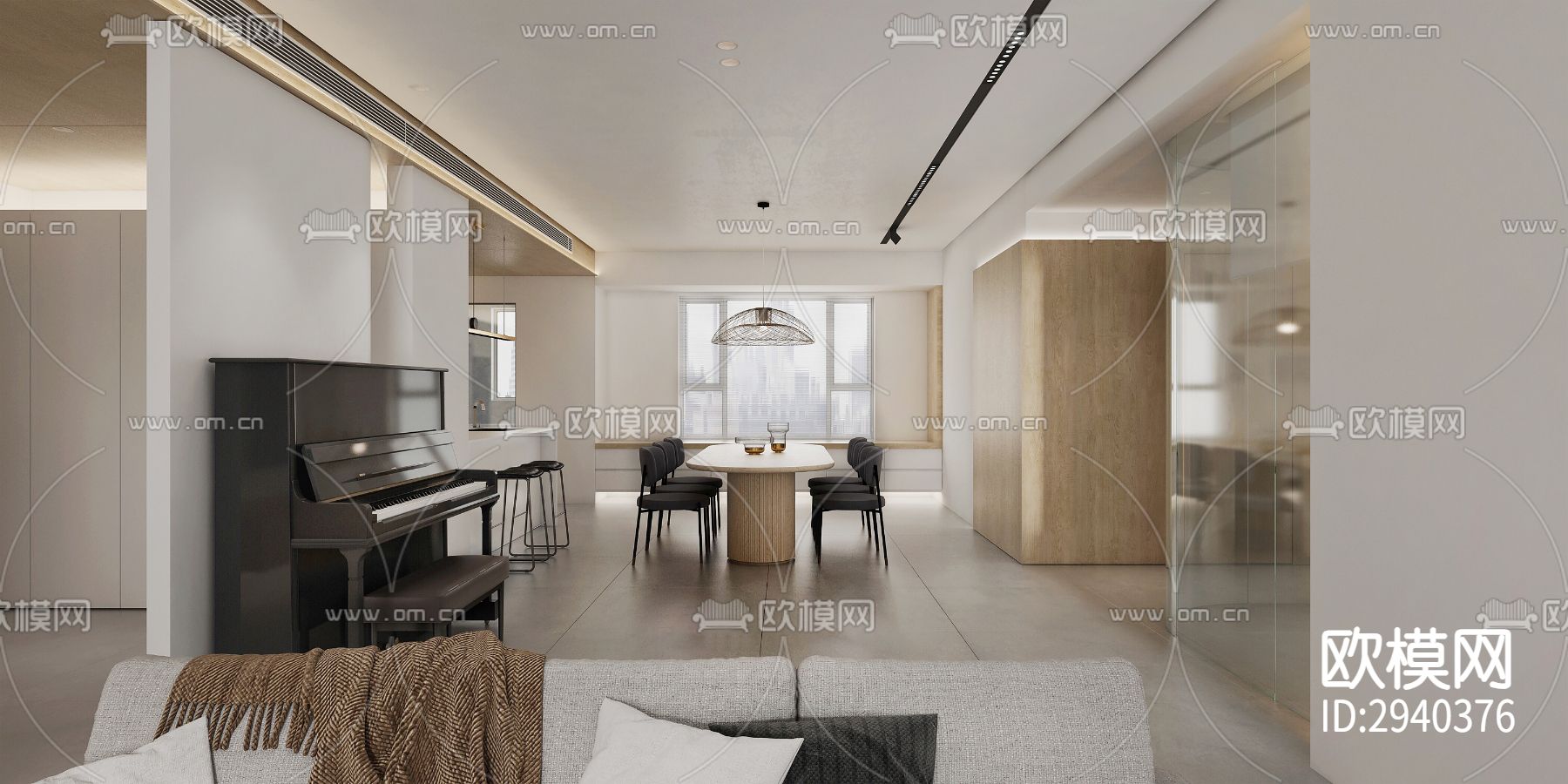 现代平层效果图下载（渲染图1）