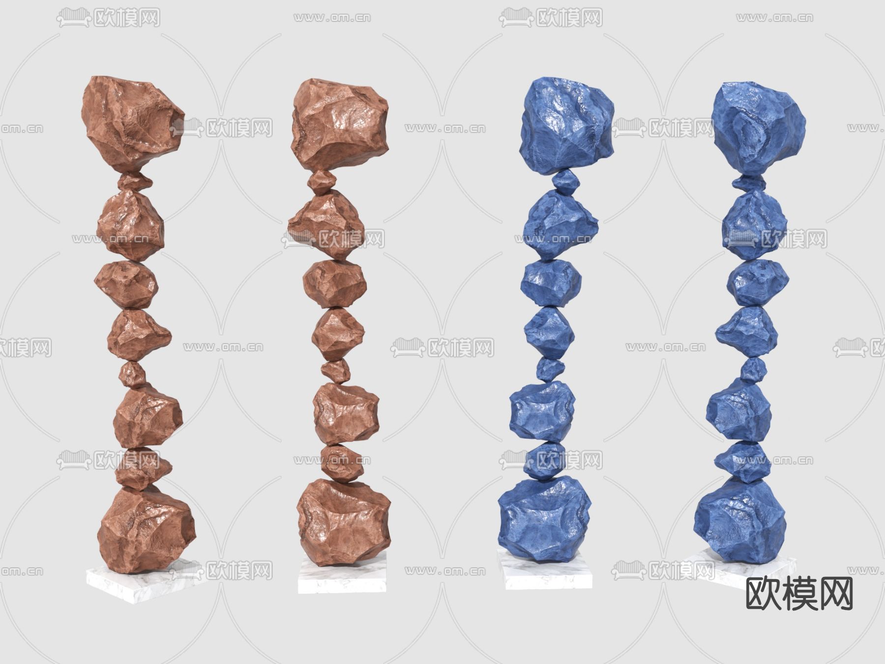 石头雕塑 石雕摆件3d模型下载