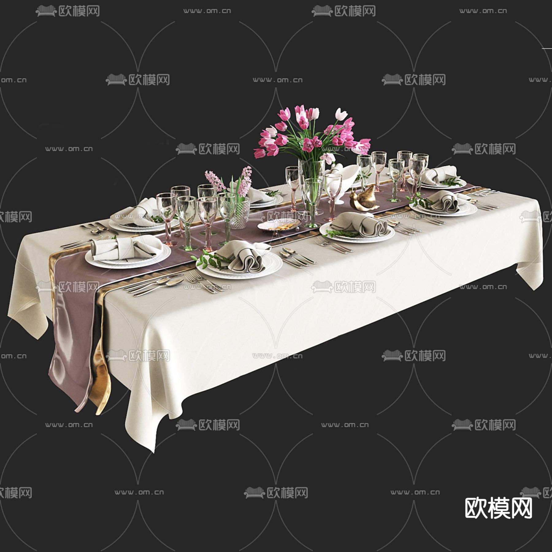 餐桌摆件 餐具 花瓶3d模型下载