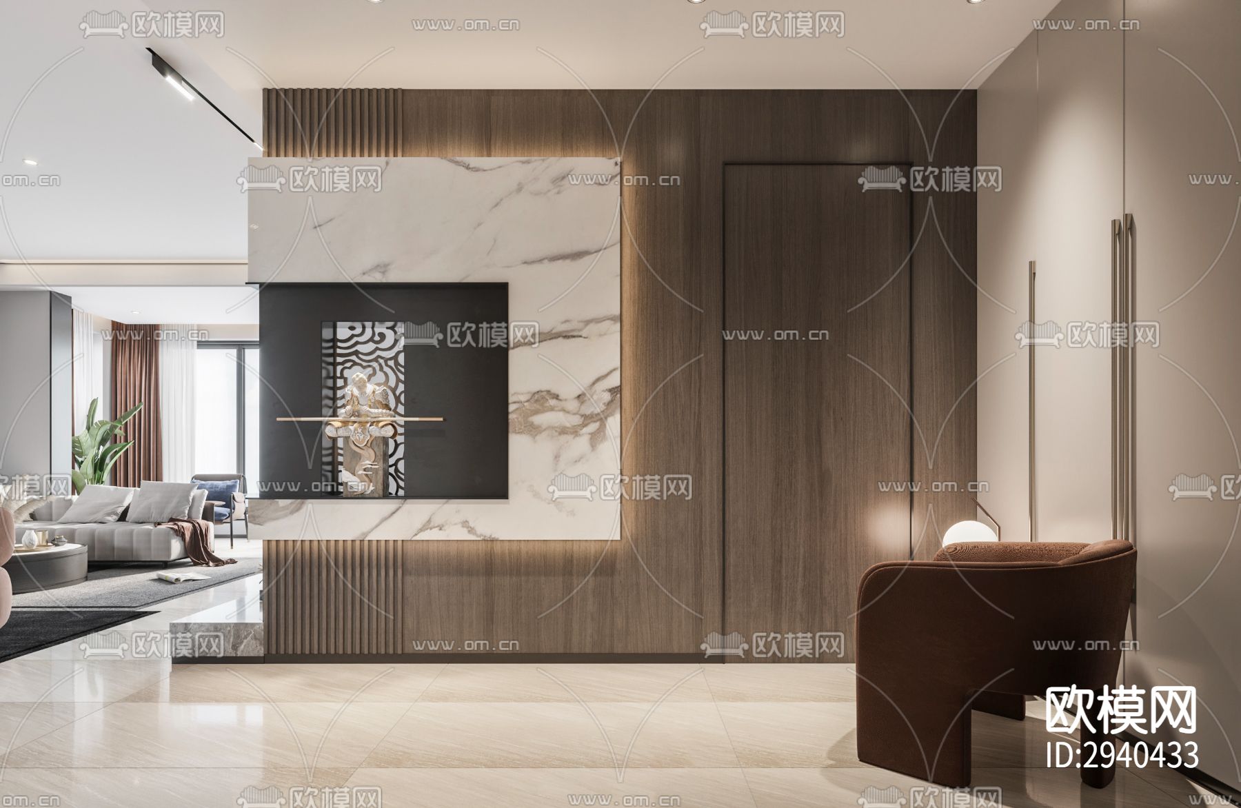 现代平层效果图下载（渲染图3）