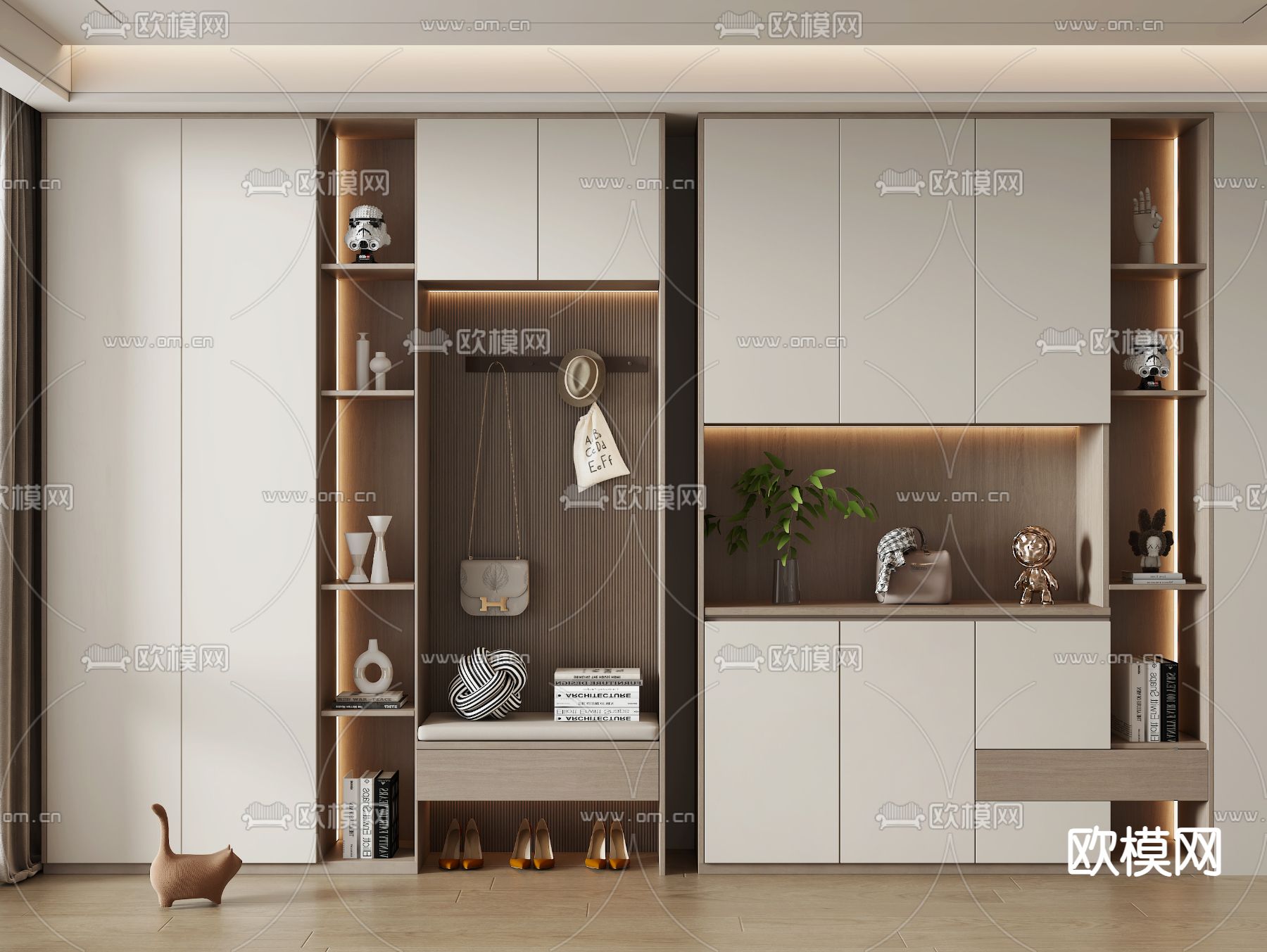 玄关鞋柜3d模型下载