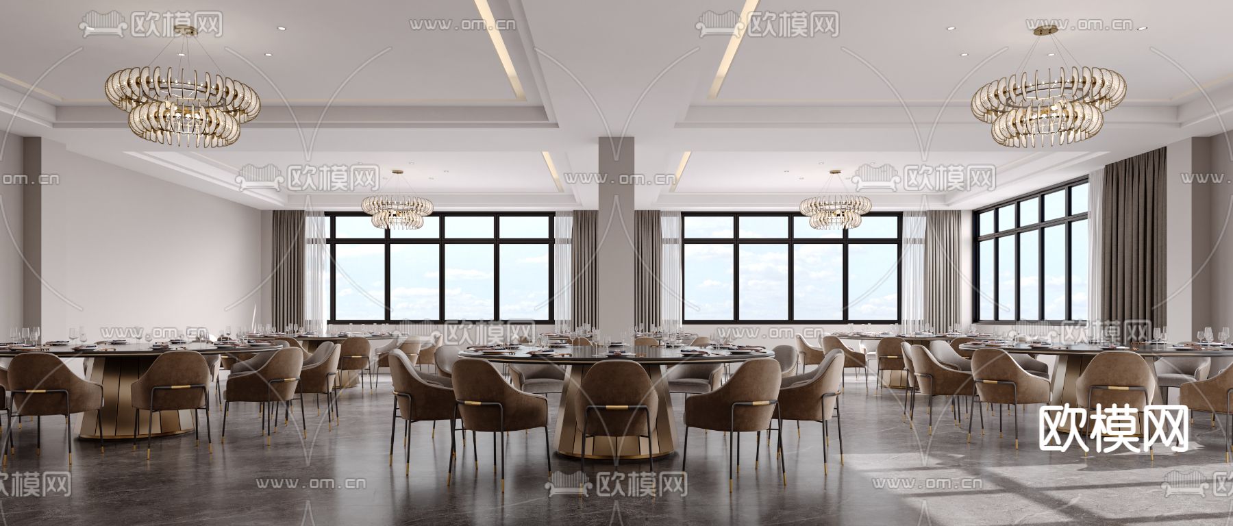 道亨效果图设计丨酒店宴会厅免费3d模型下载