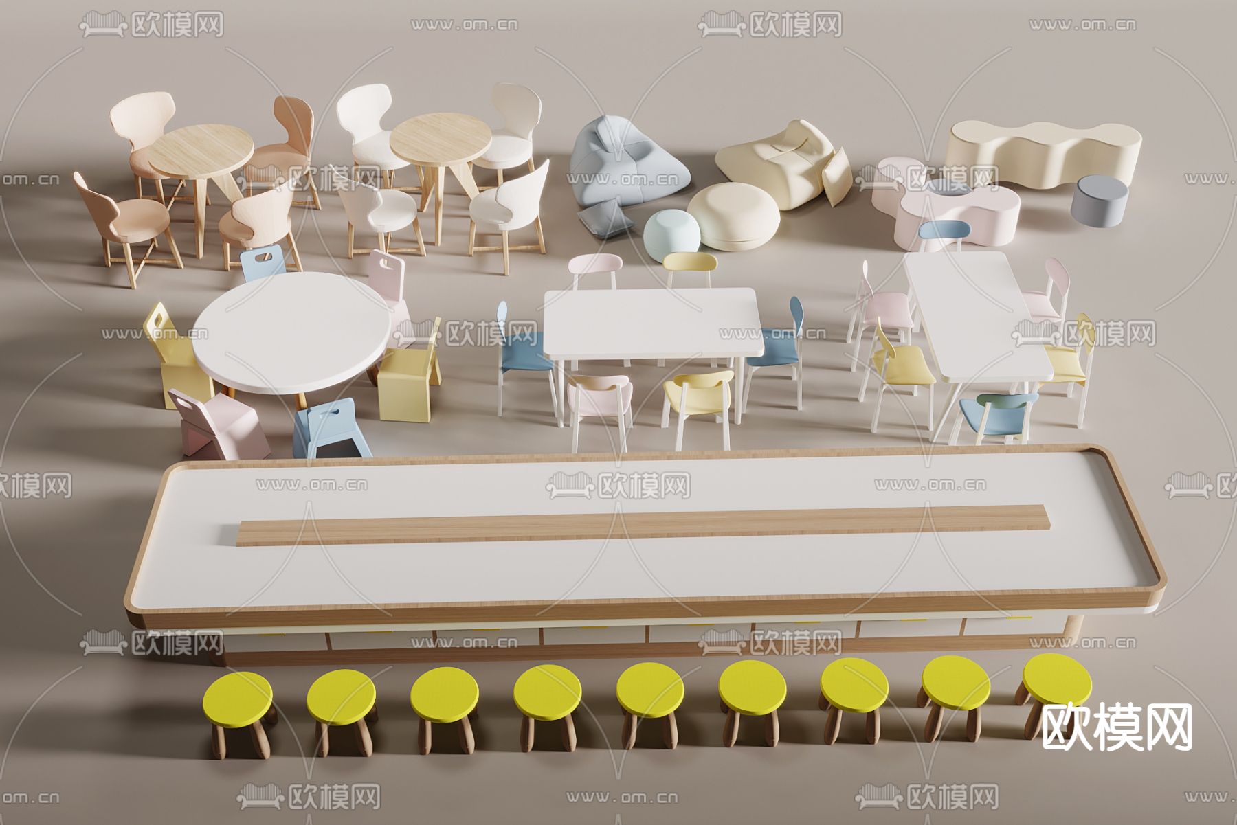 儿童桌 游戏桌 手工桌 玩具桌3d模型下载