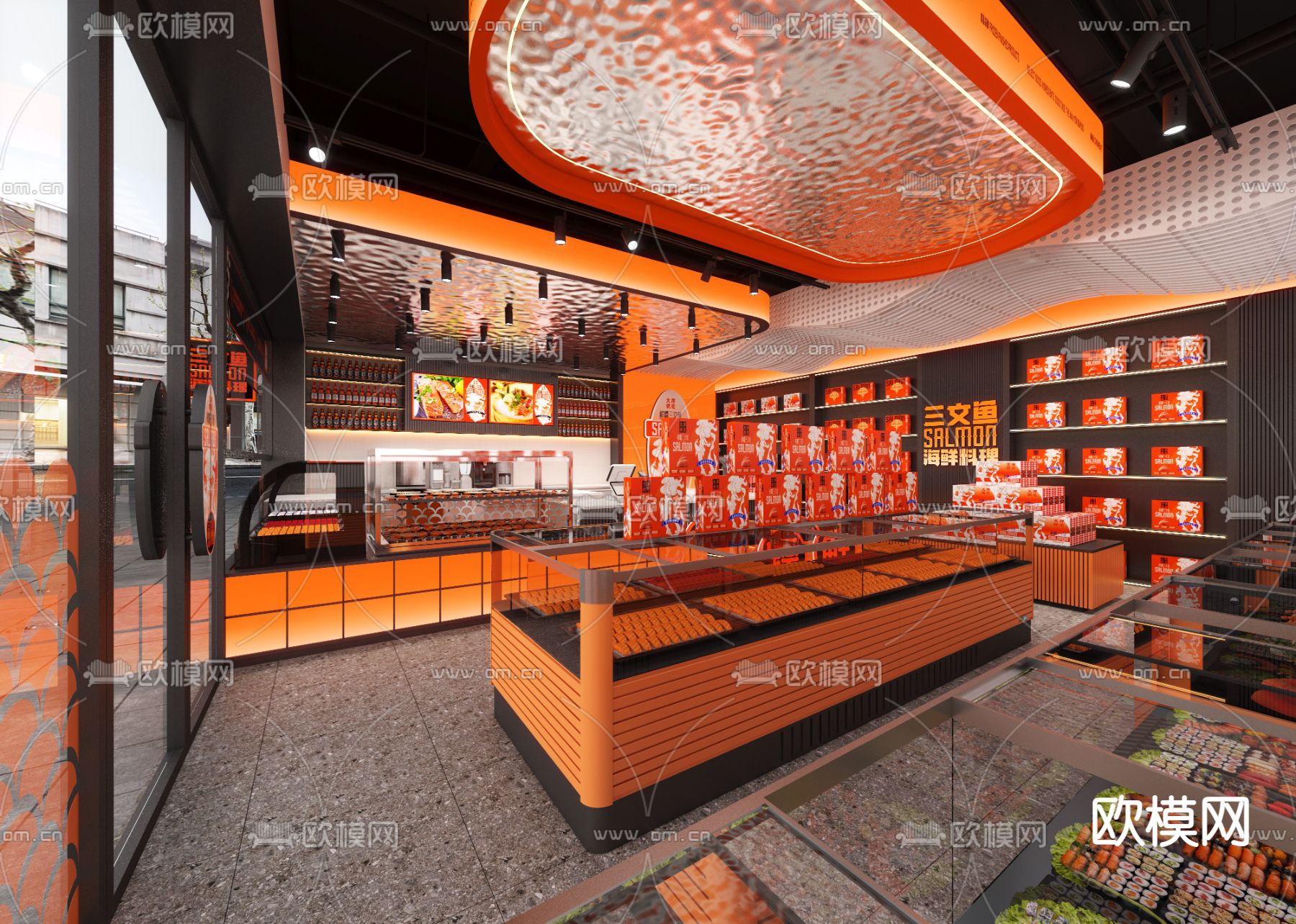 日韩料理店 海鲜礼品店3d模型下载（渲染图2）