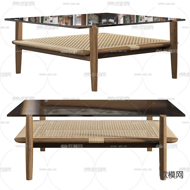 侘寂风茶几免费3d模型下载