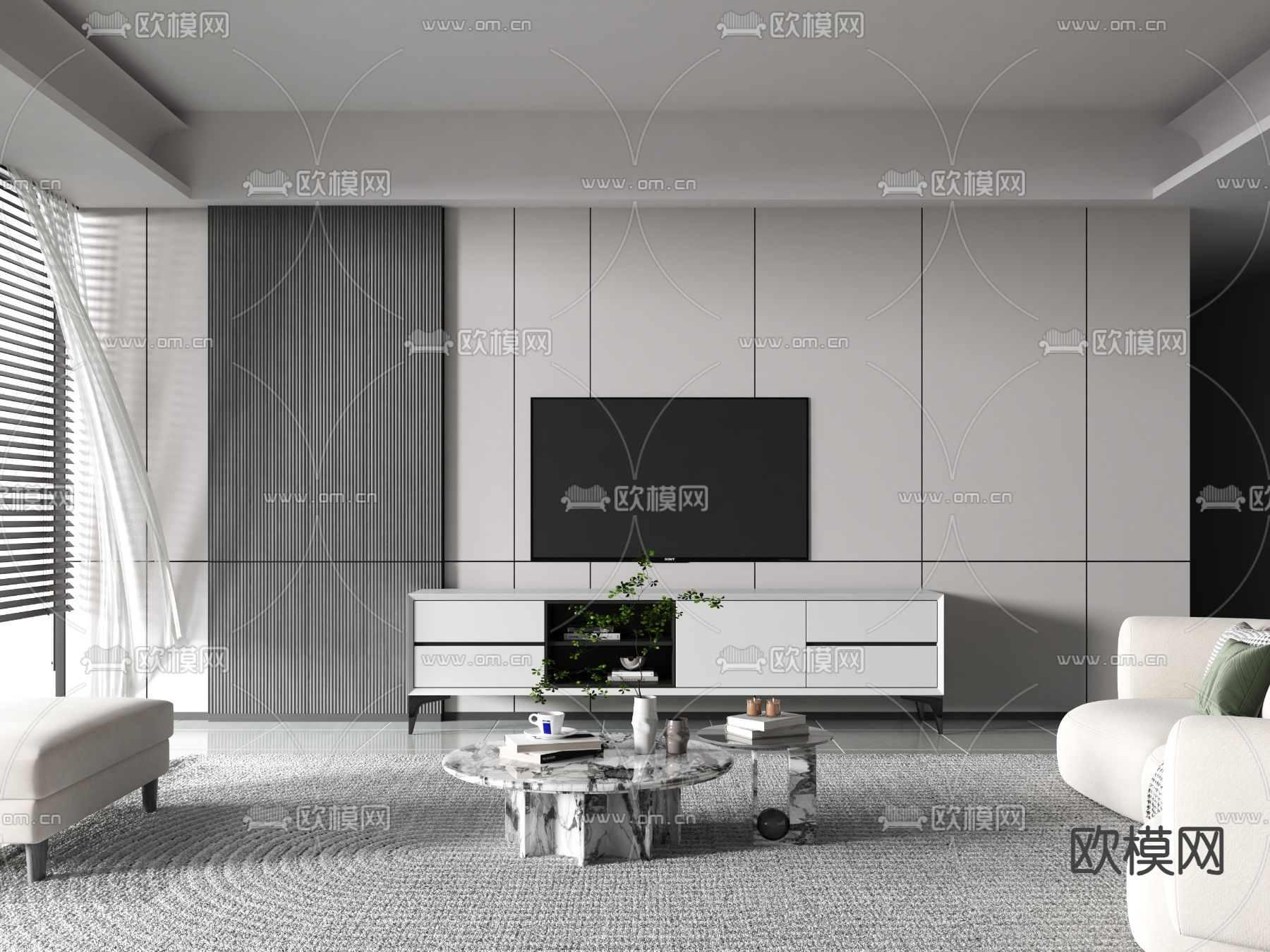 电视背景3d模型