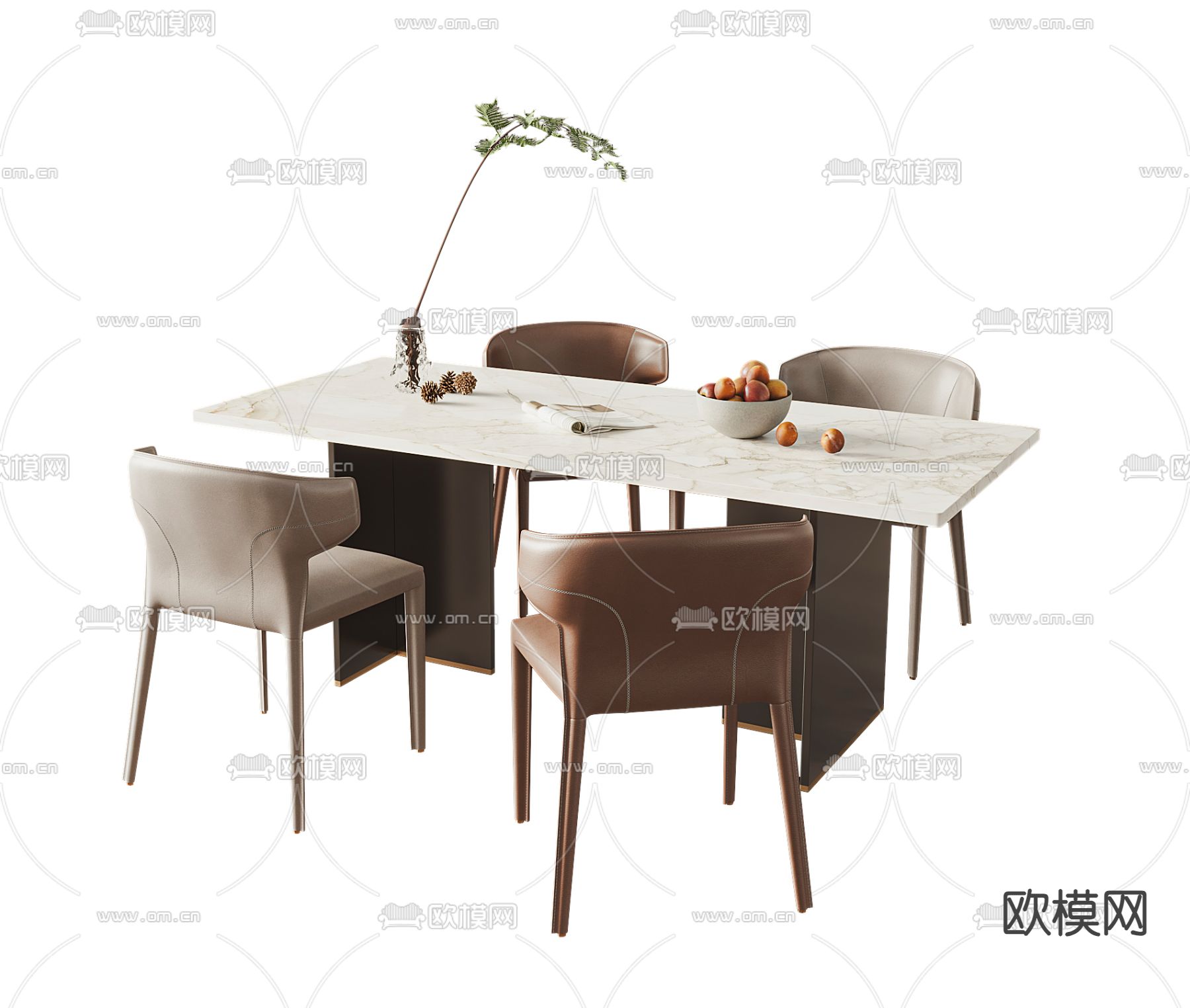 大理石餐桌椅 岩板餐桌3d模型下载
