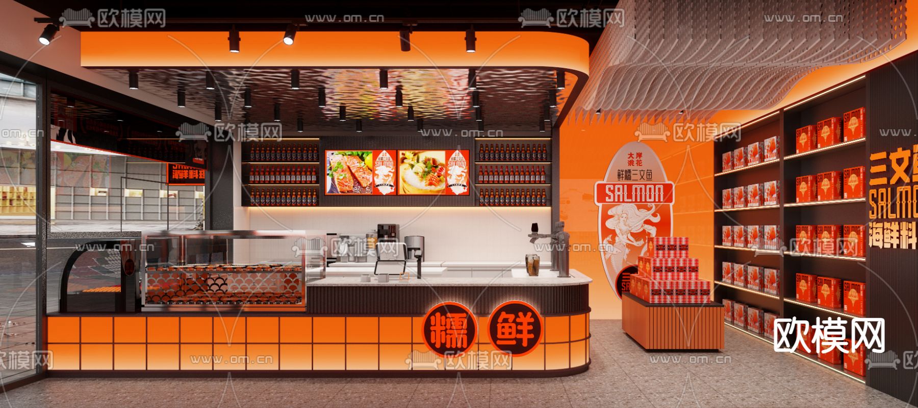 日韩料理店 海鲜礼品店3d模型下载（渲染图3）