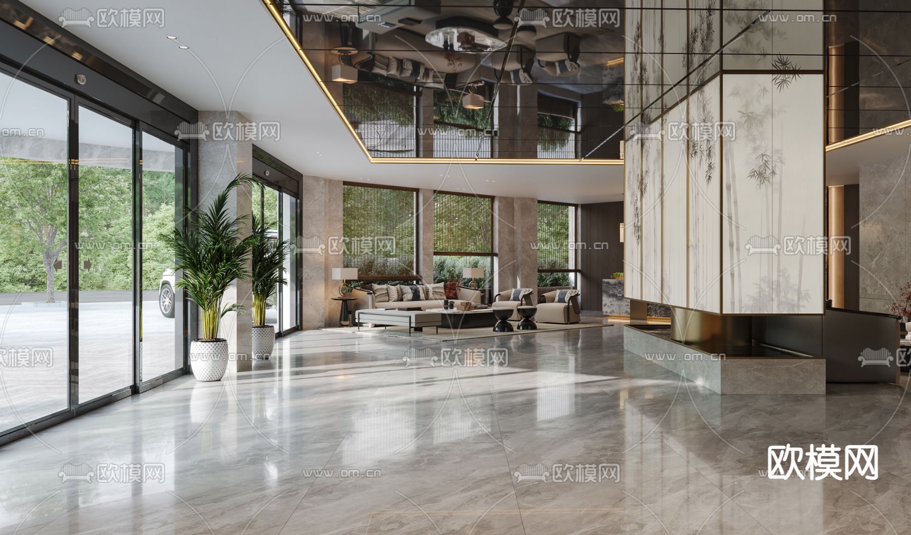 酒店大堂 休息区3d模型下载（渲染图8）