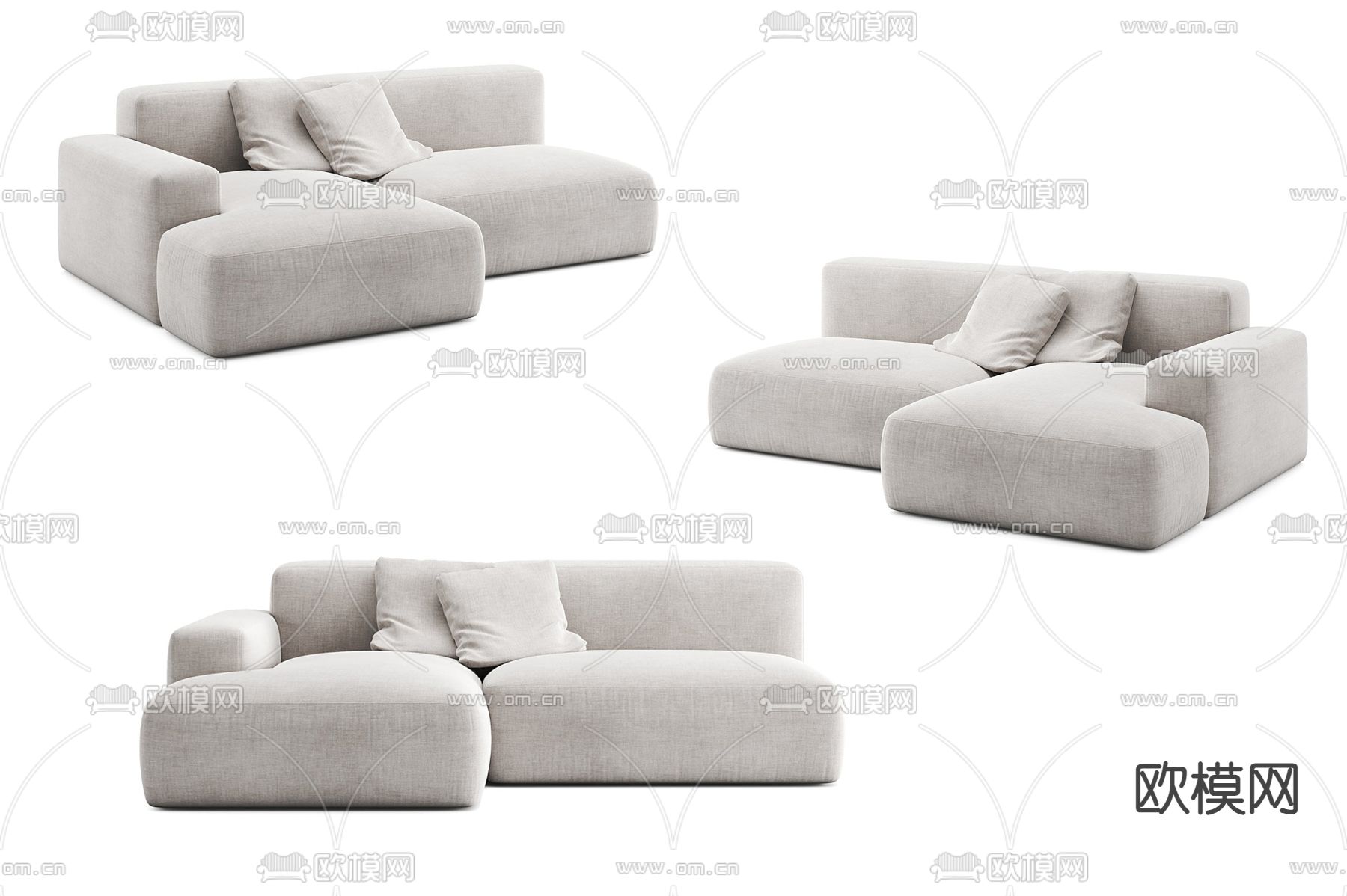 双人沙发 拐角沙发3d模型下载