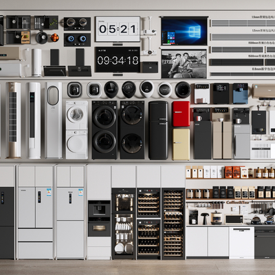  冰箱 空调 洗衣机 饮水机su模型 