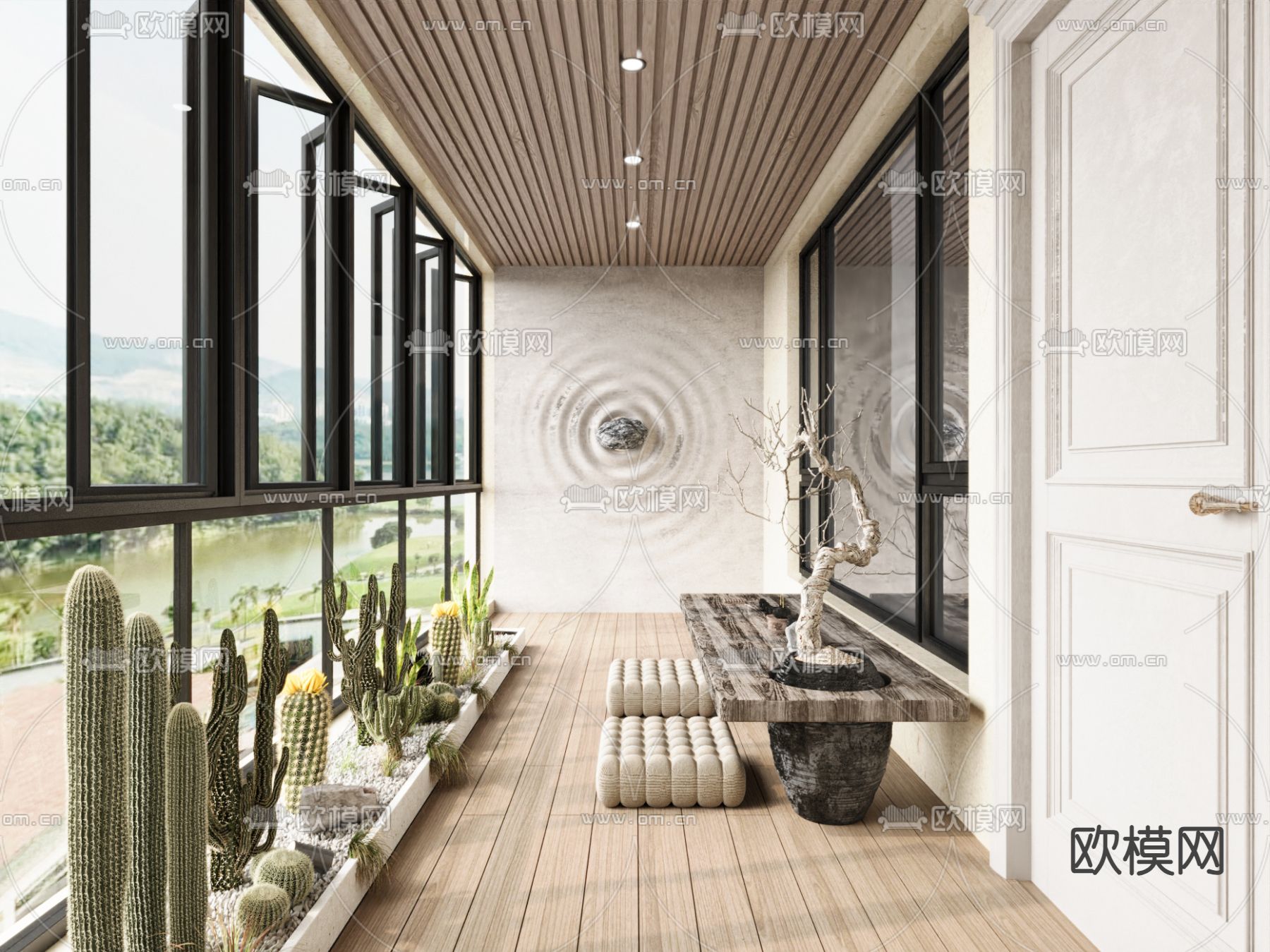 阳光房 玻璃房su模型下载（渲染图2）