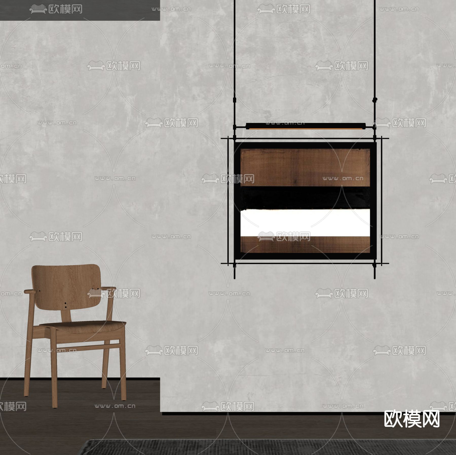 中古风装饰画su模型下载（渲染图1）