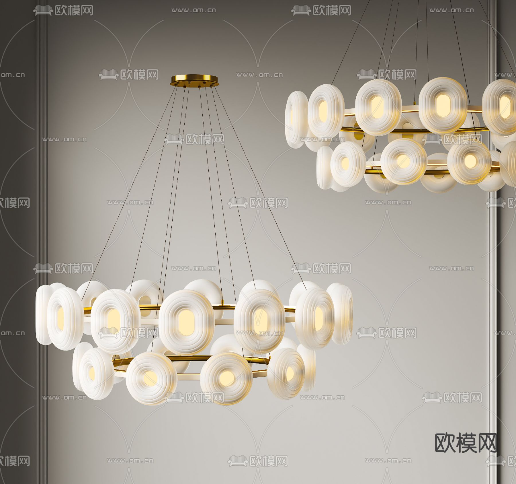 奶油风吊灯su模型下载（渲染图2）