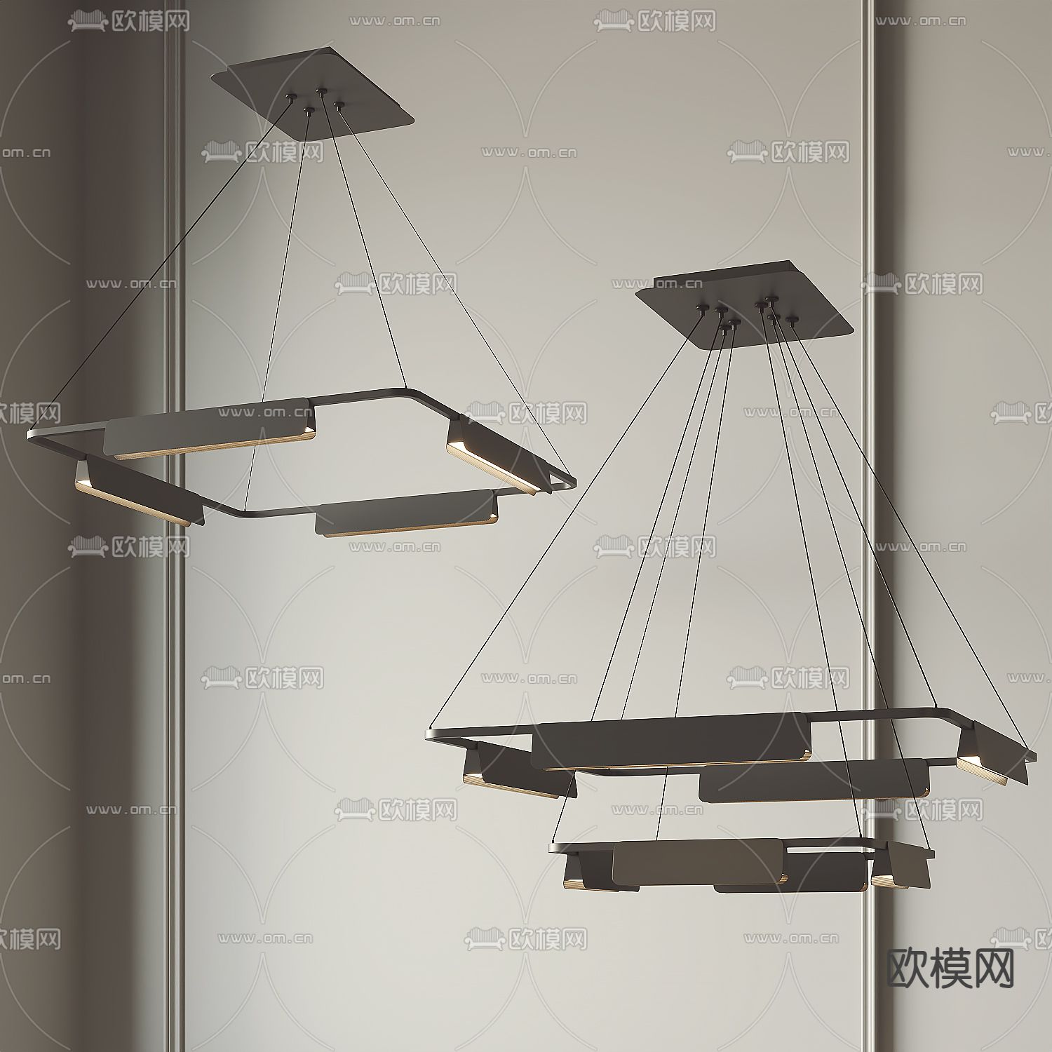现代吊灯su模型下载（渲染图2）