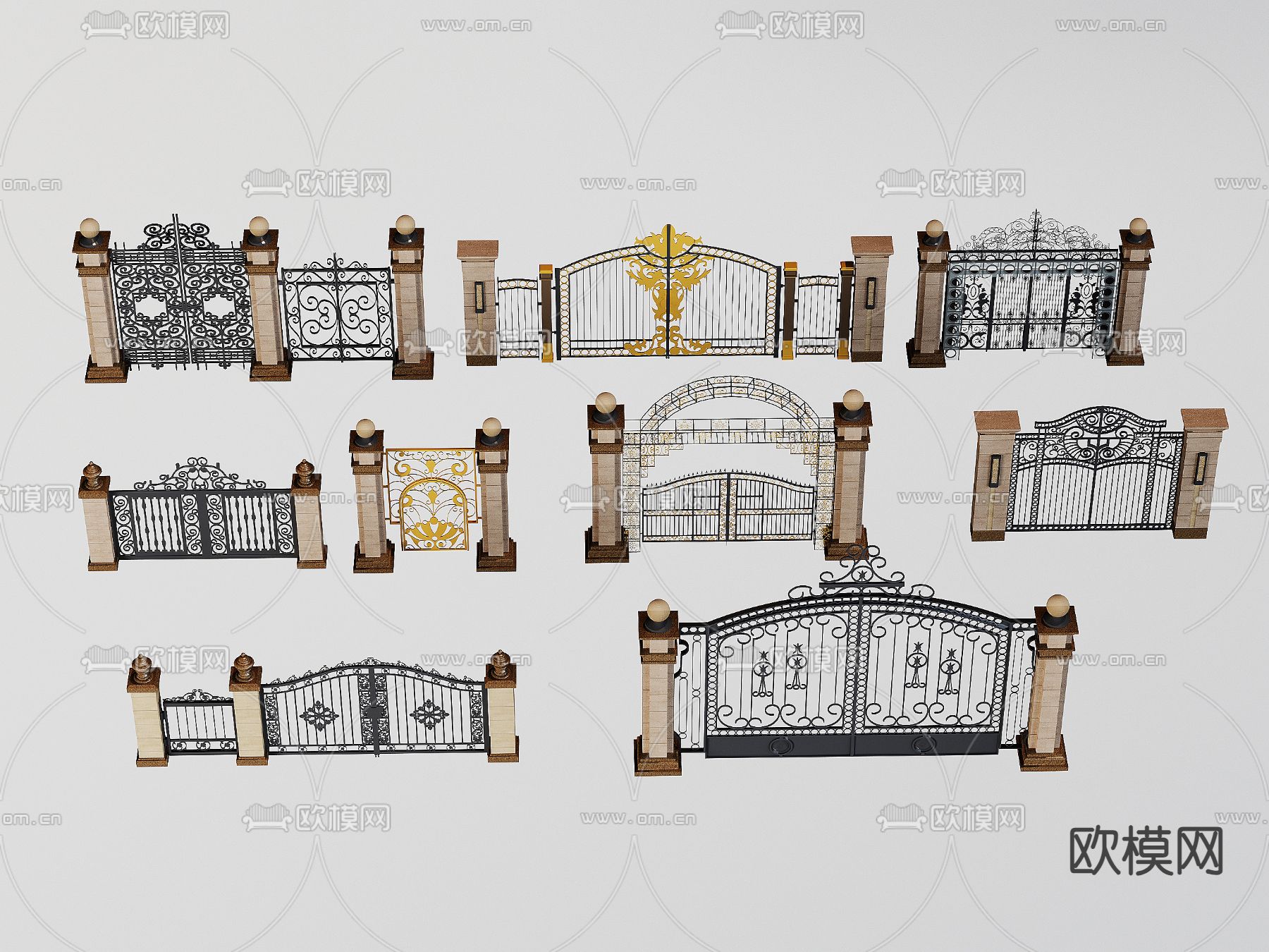 庭院大门 铁艺大门3d模型下载