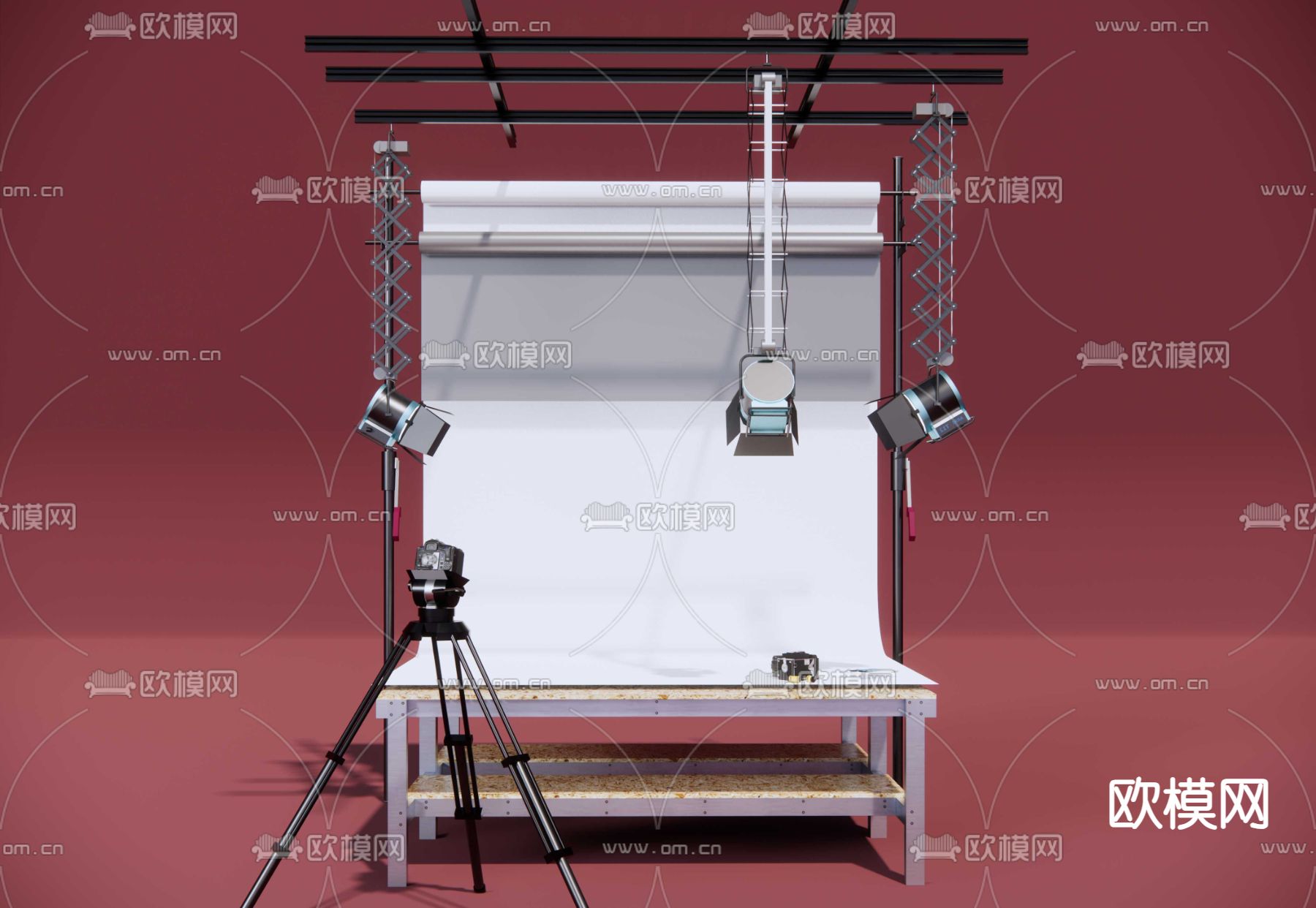 柔光箱 幕布 投光灯su模型下载（渲染图3）