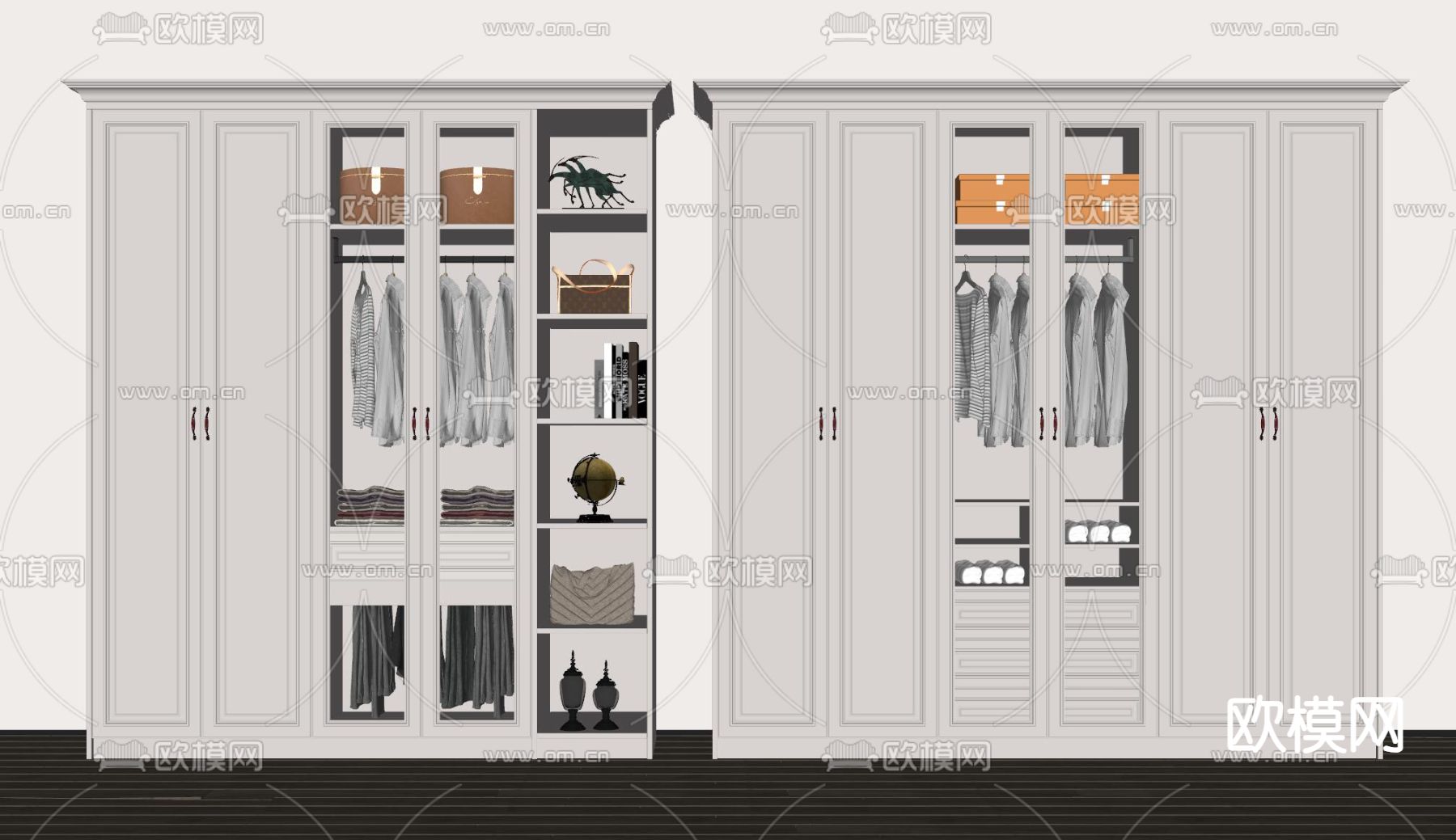 美式衣柜su模型下载（渲染图1）