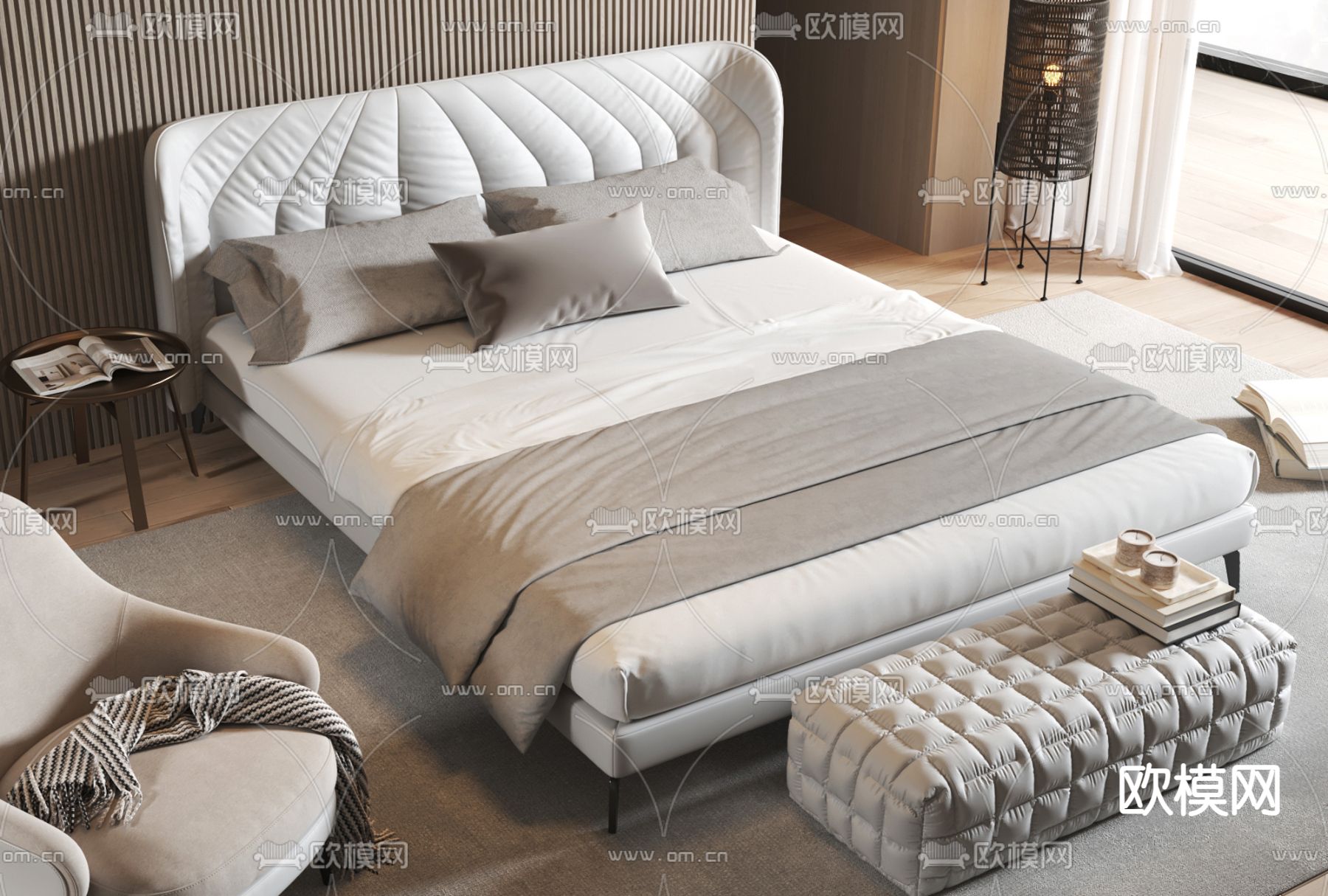 Minotti 双人床3d模型下载（渲染图2）