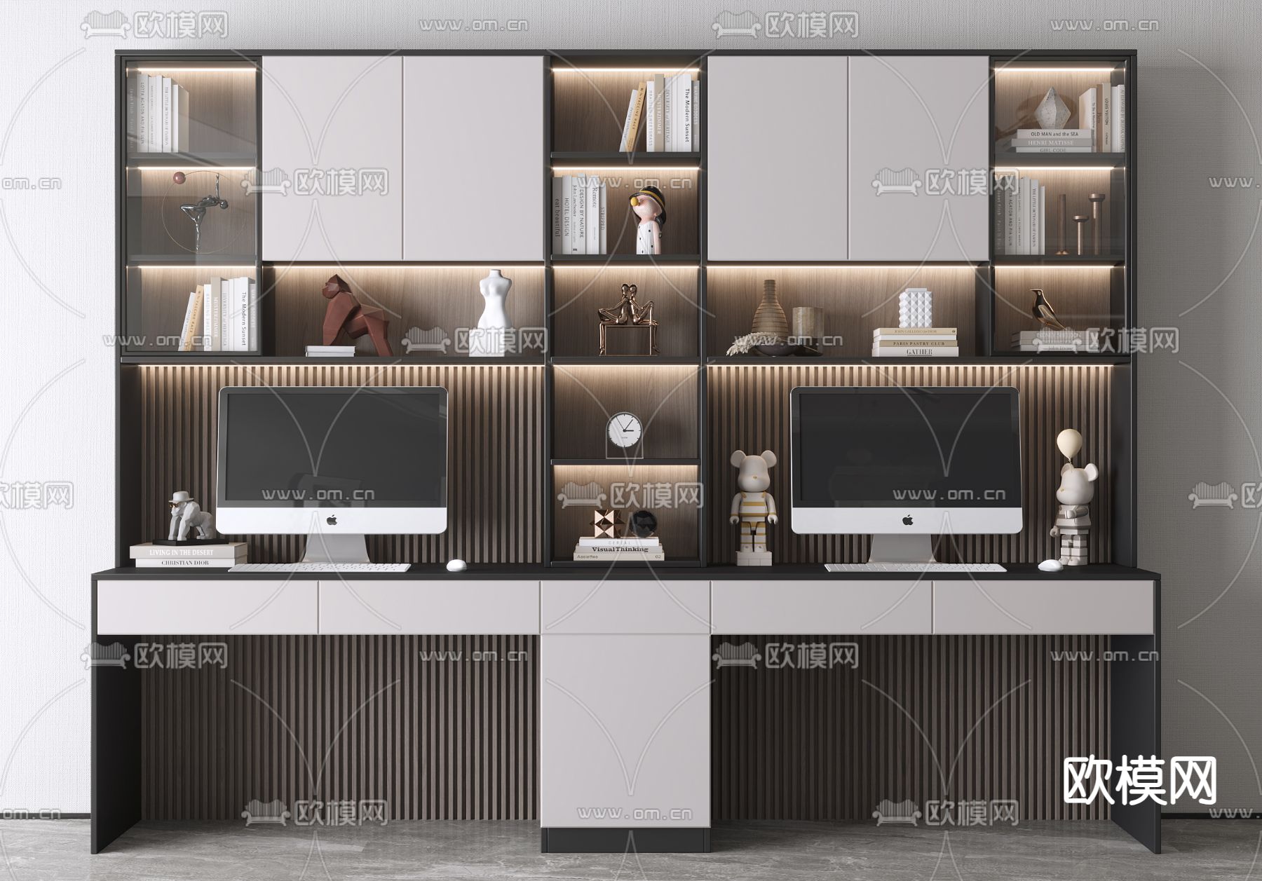 现代书桌su模型下载（渲染图2）