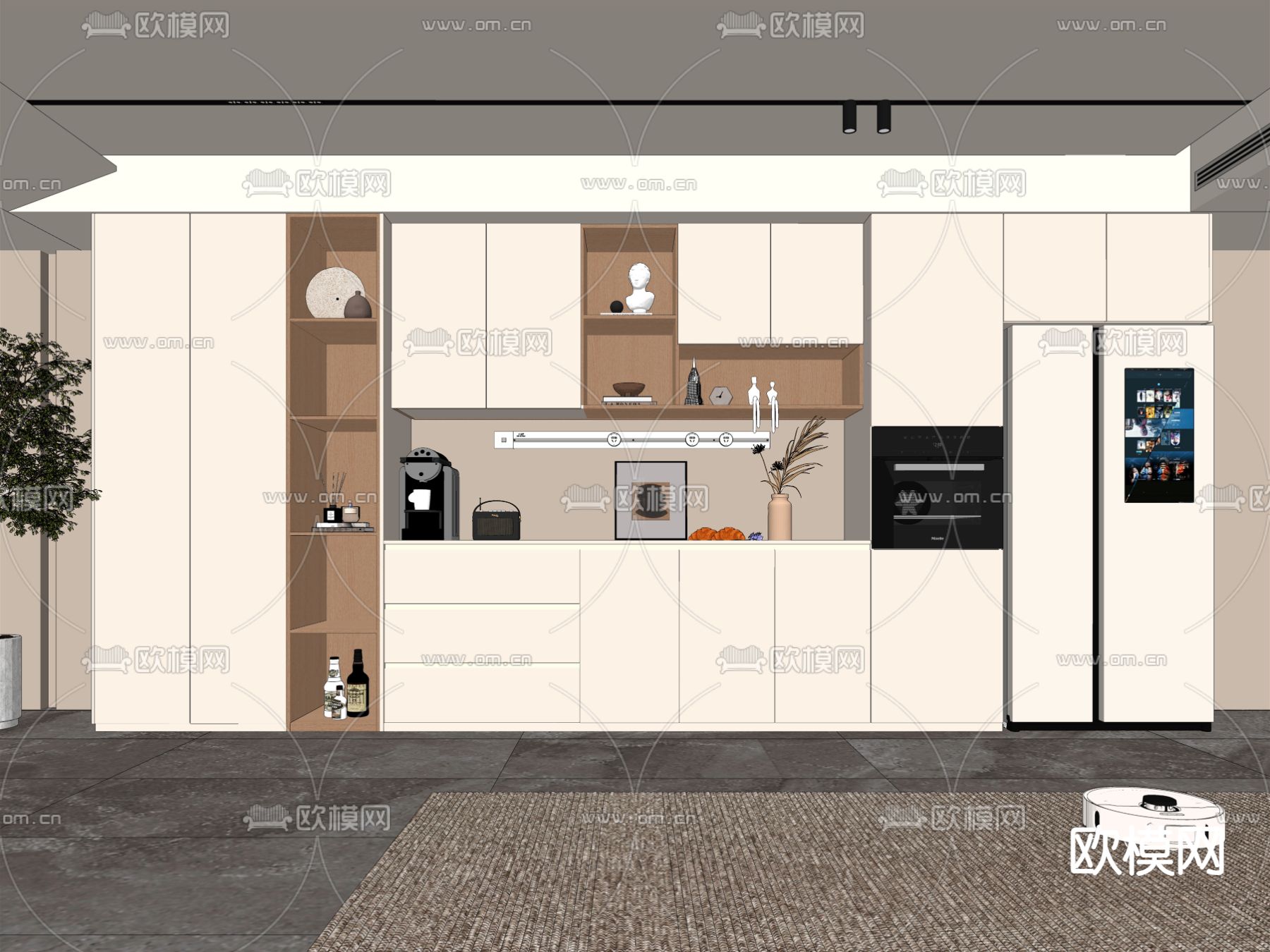 现代酒柜su模型下载（渲染图1）