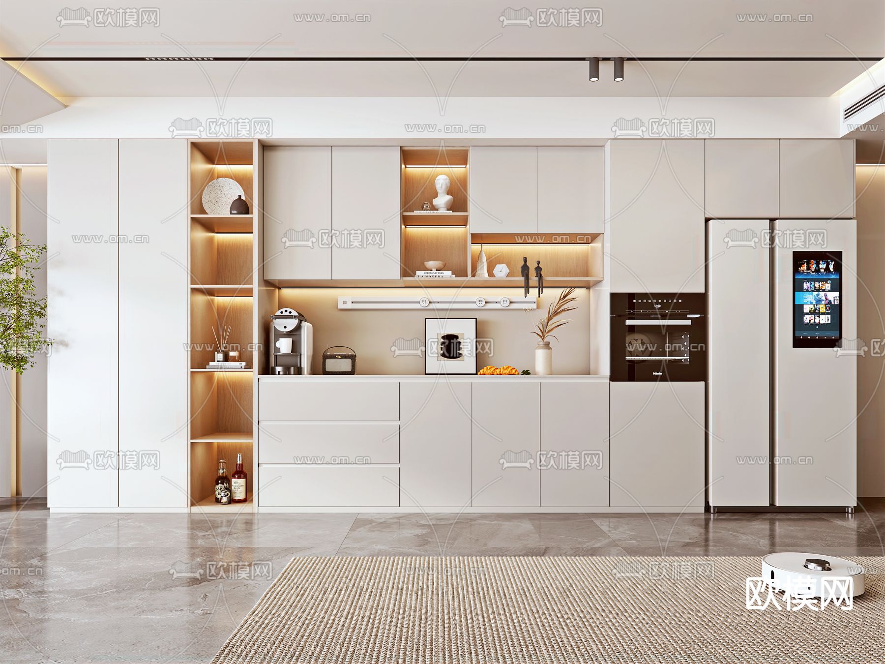 现代酒柜su模型下载（渲染图2）