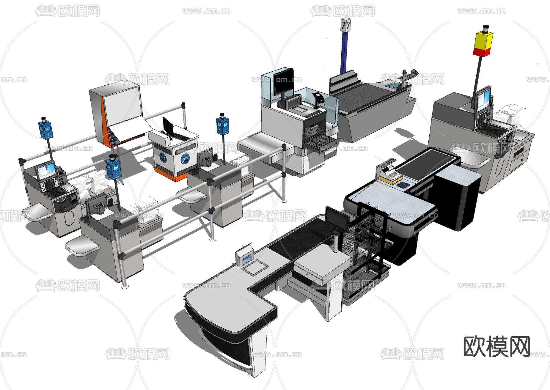 收银台 付款机su模型下载（渲染图2）