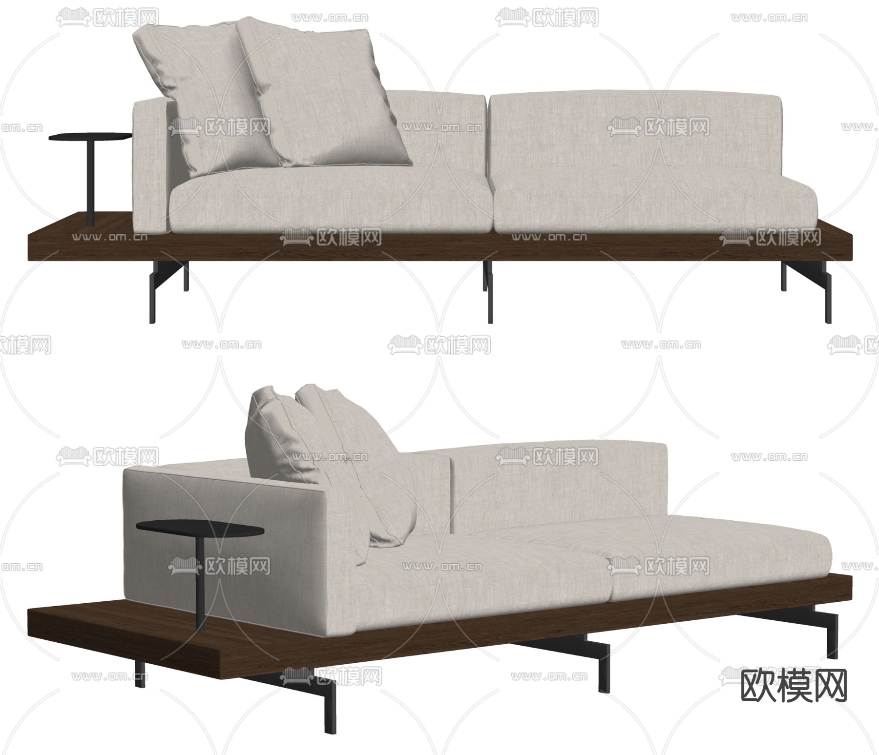 现代双人沙发su模型下载（渲染图1）