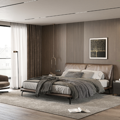  minotti 现代双人床su模型 