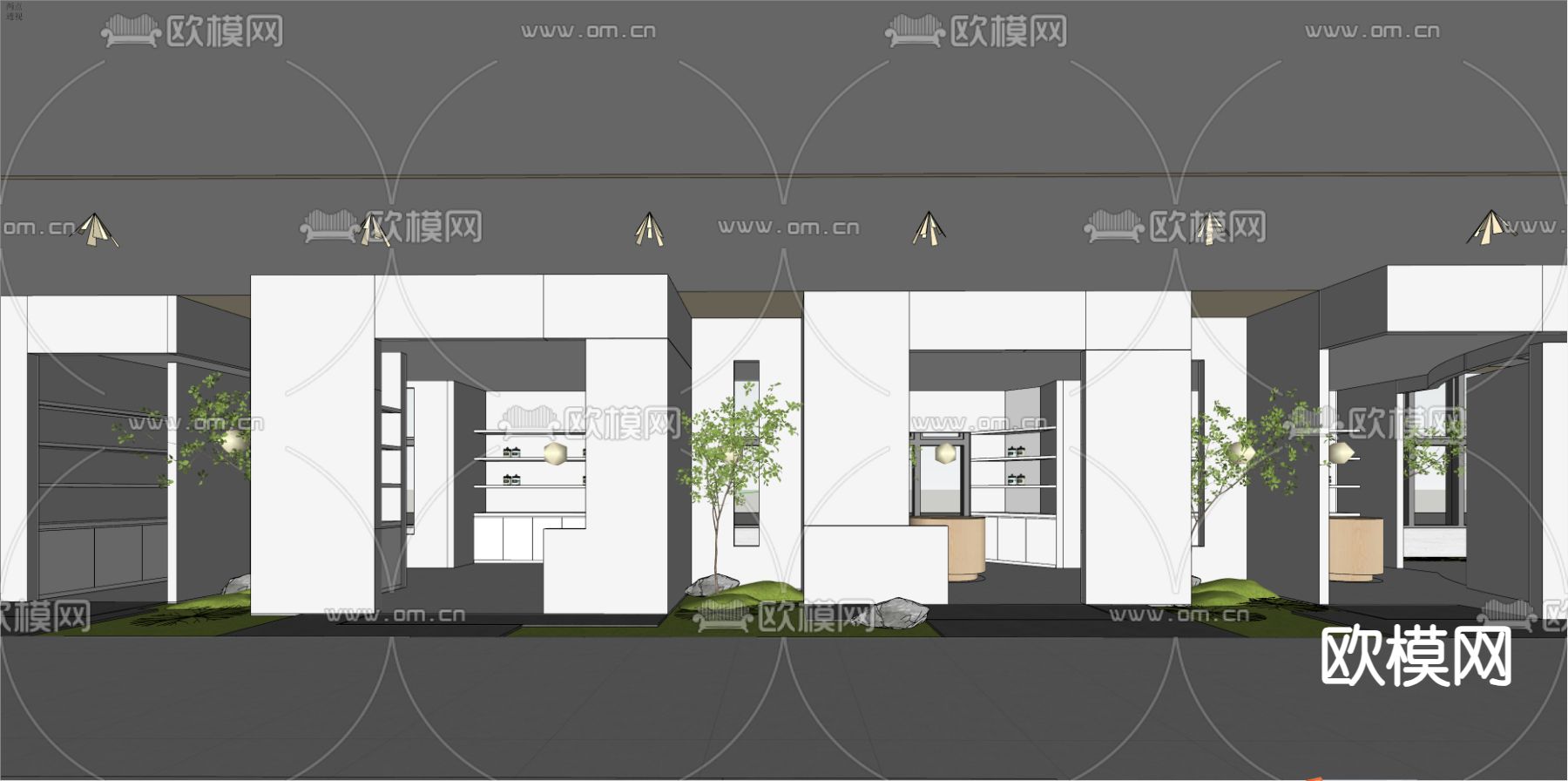 现代科技展厅su模型下载（渲染图1）