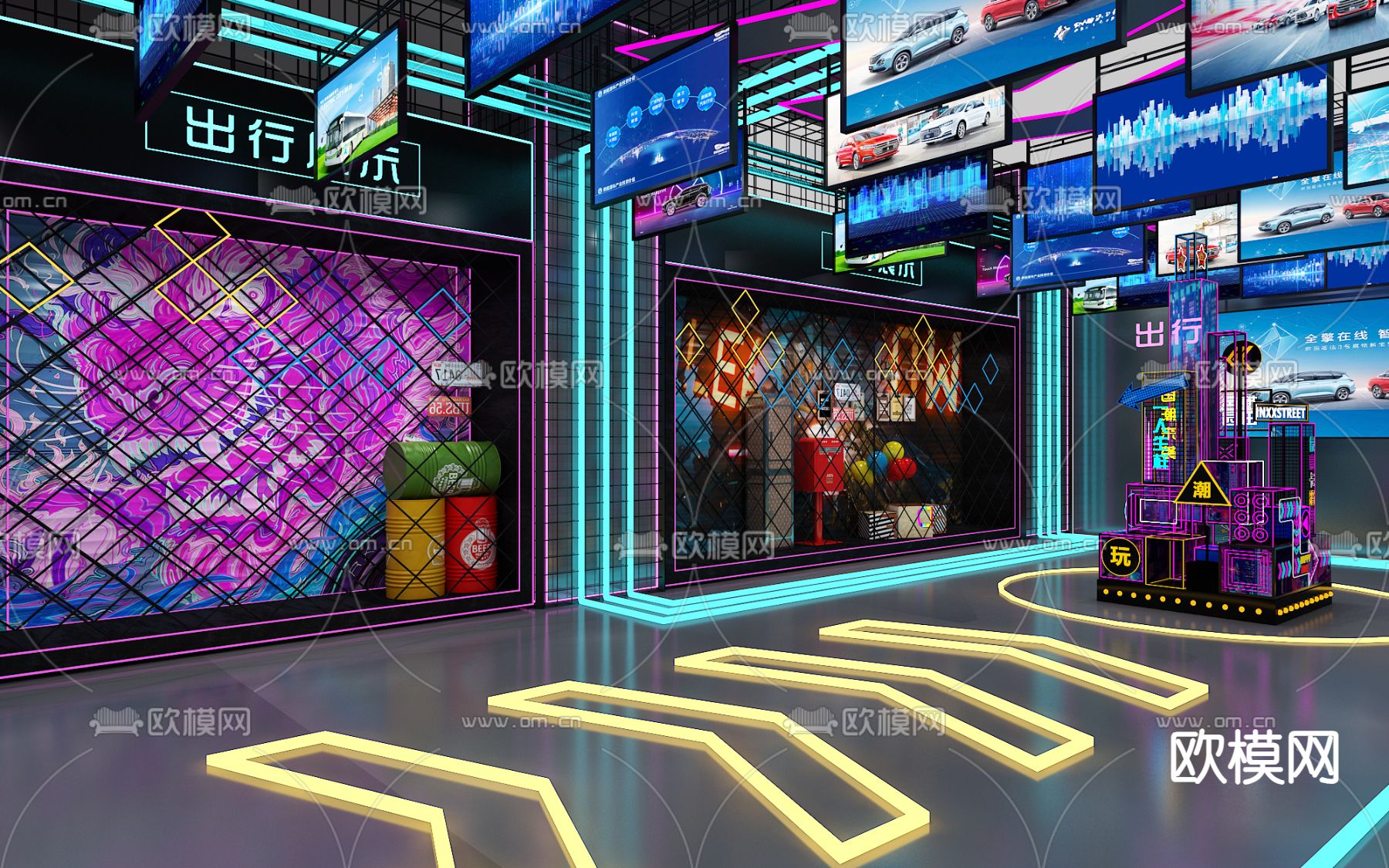 工业风娱乐城 游戏城3d模型下载（渲染图2）