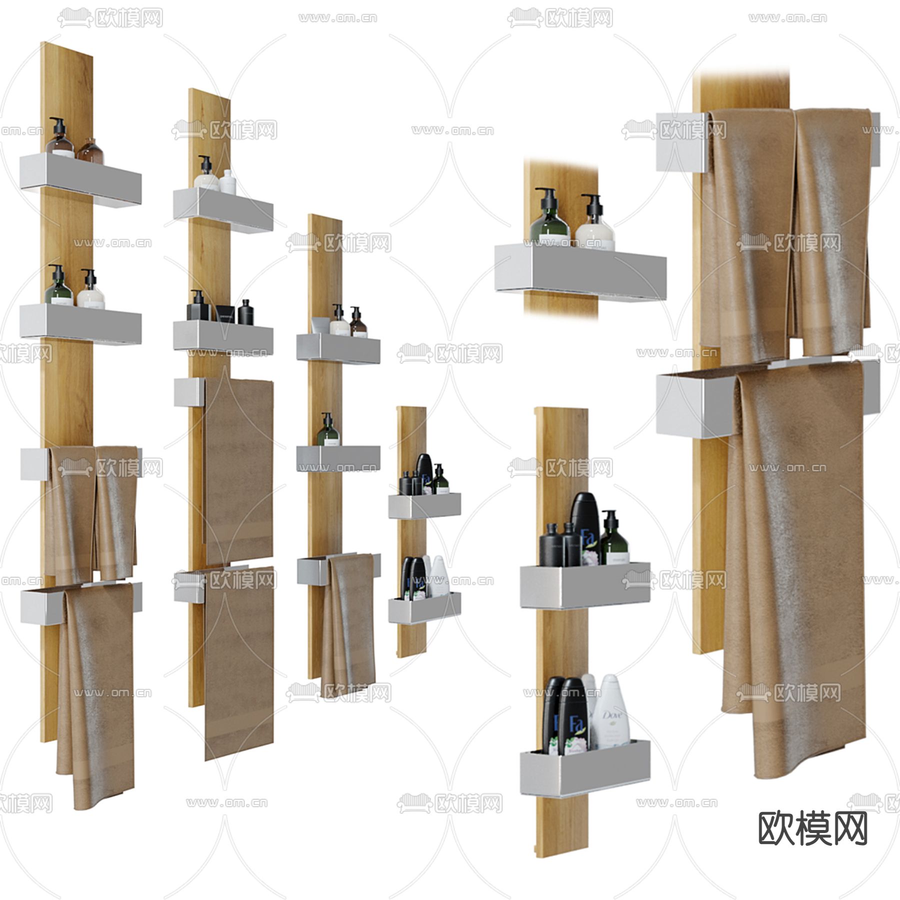 卫浴用品 毛巾架 置物架3d模型下载