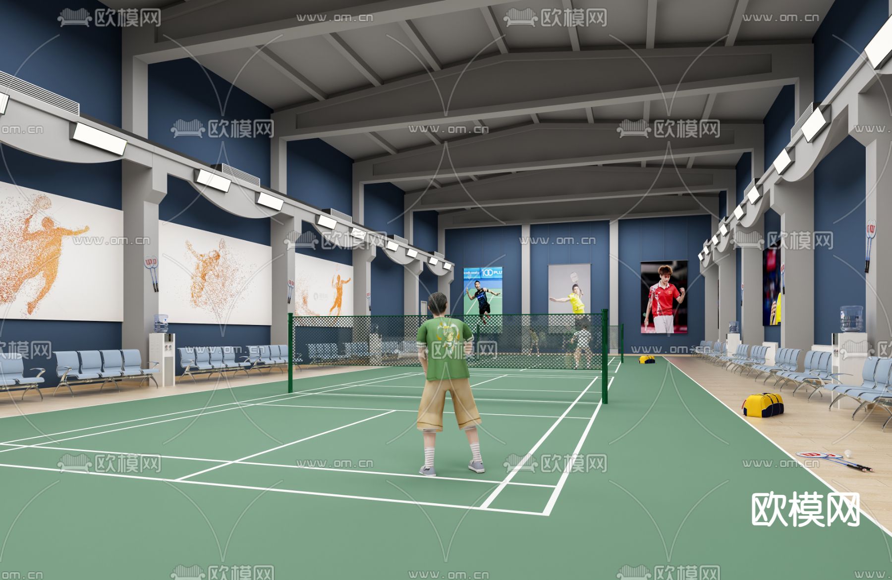 现代羽毛球馆su模型下载（渲染图4）