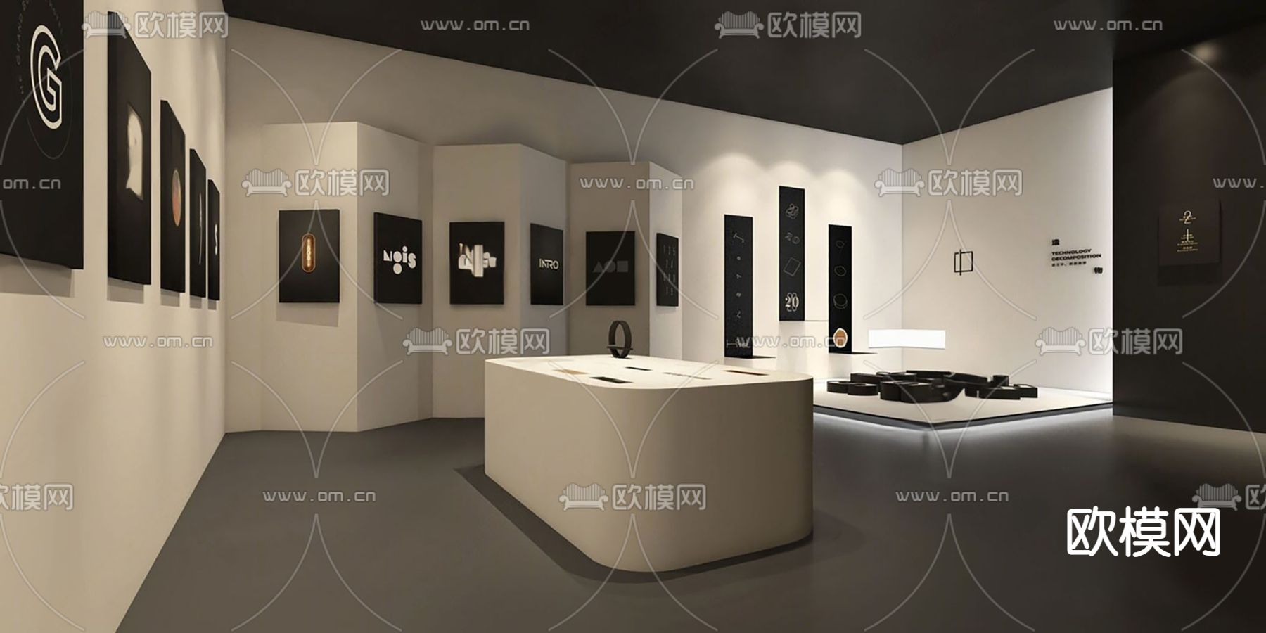 现代展览展厅su模型下载（渲染图2）
