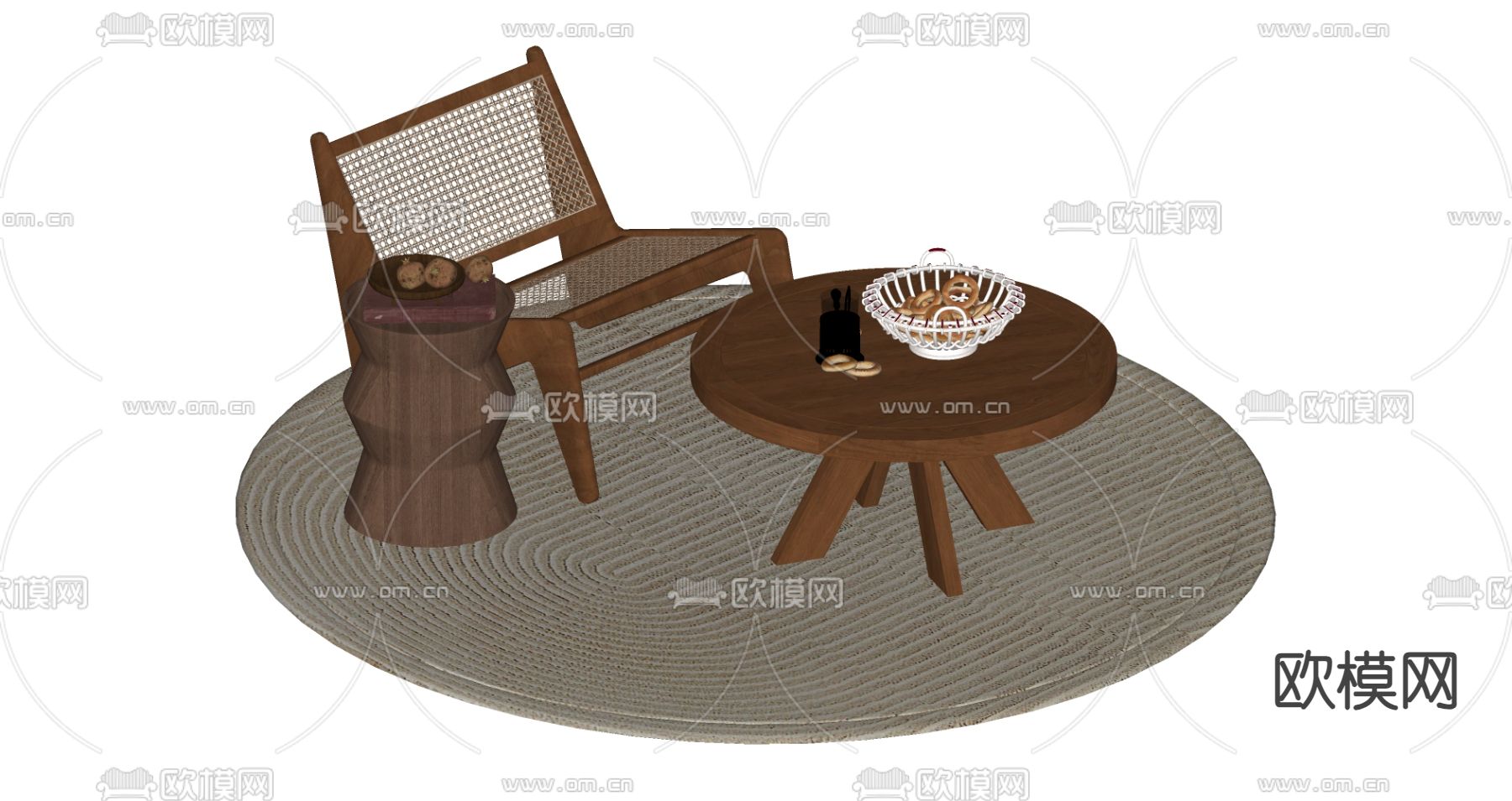 侘寂椅子 休闲椅su模型下载（渲染图1）