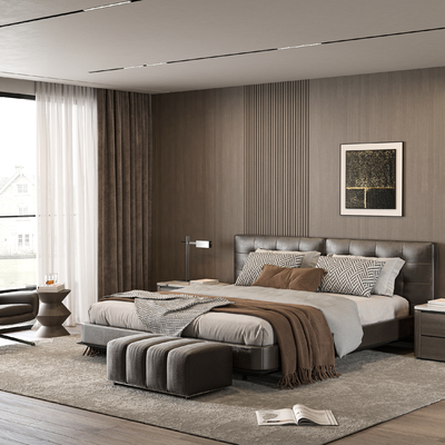  minotti 双人床su模型 