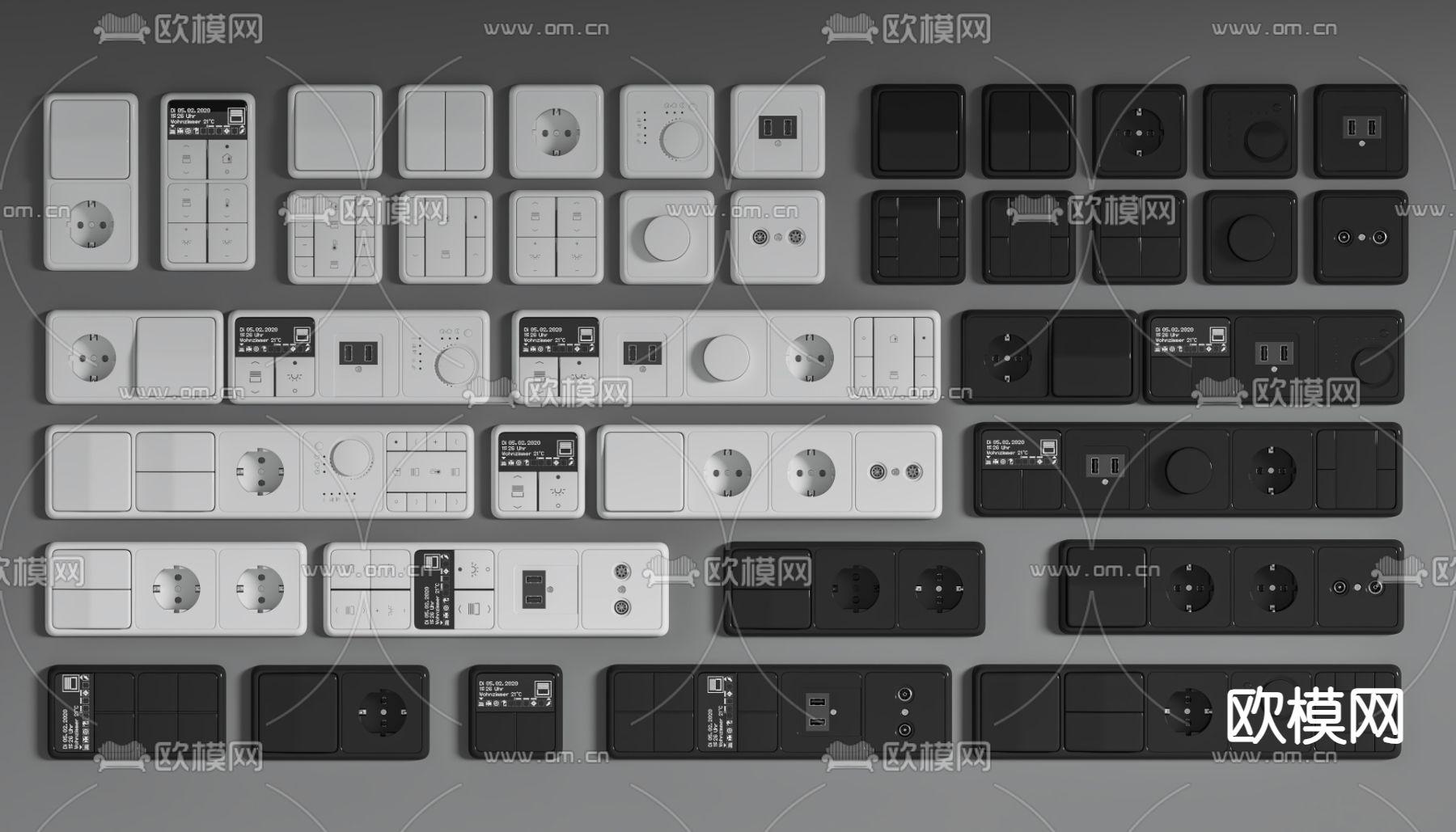 开关 插座 智能面板3d模型下载
