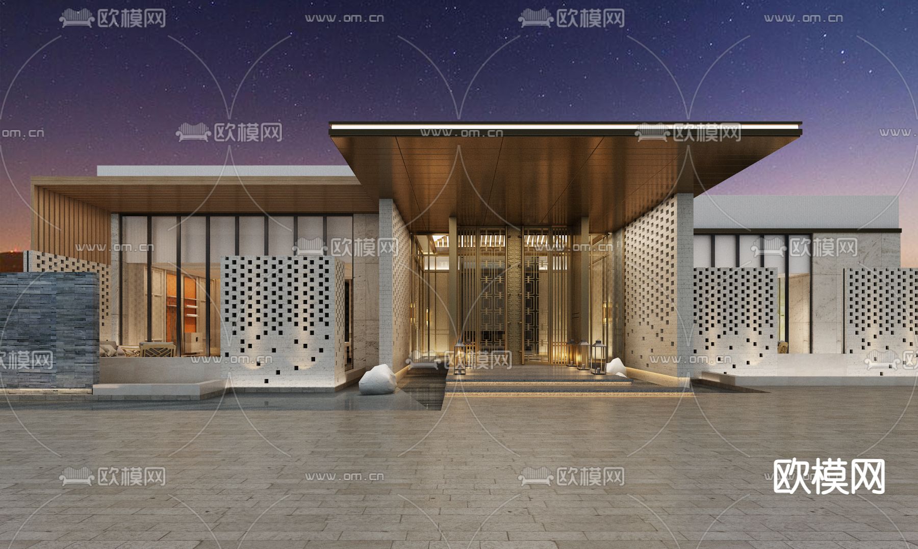 酒店门头 门面3d模型下载