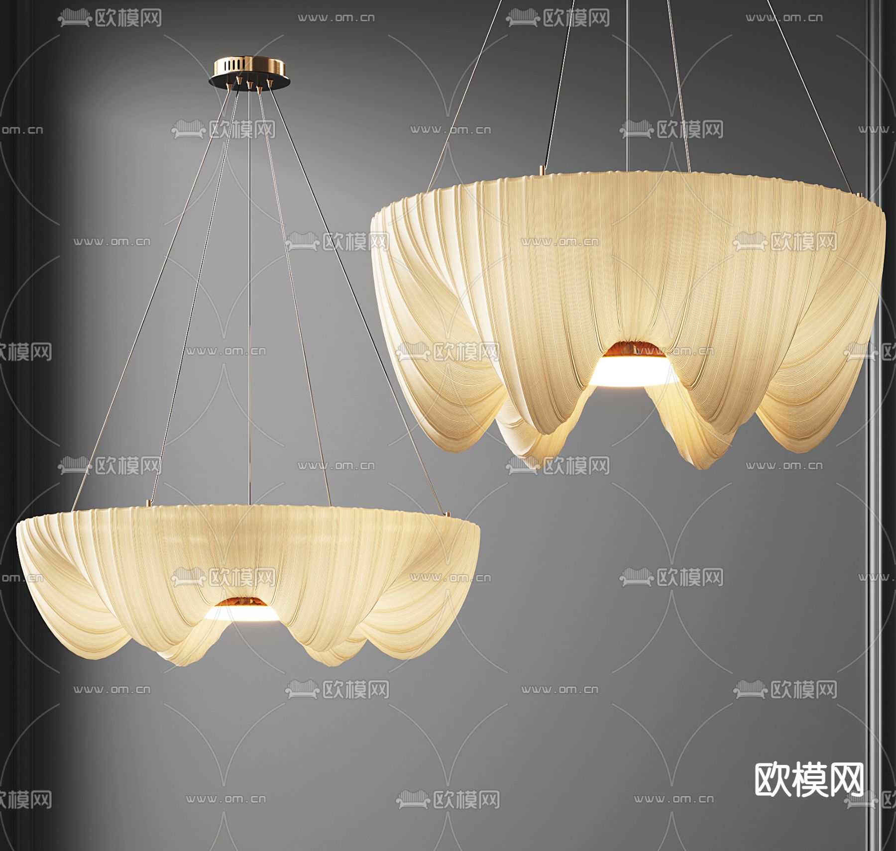 奶油风吊灯3d模型下载