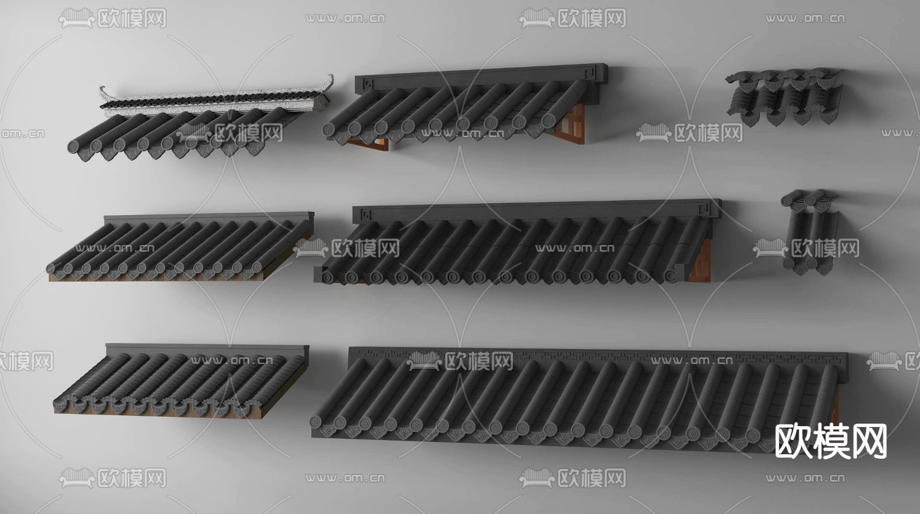 中式屋檐 飞檐 琉璃瓦 屋脊3d模型下载