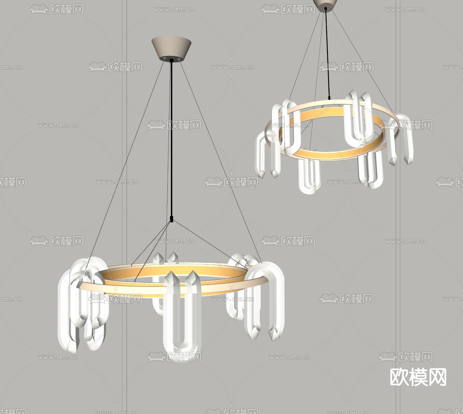 奶油风吊灯su模型下载（渲染图1）