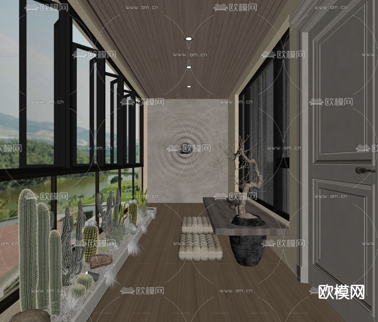 阳光房 玻璃房su模型下载（渲染图1）