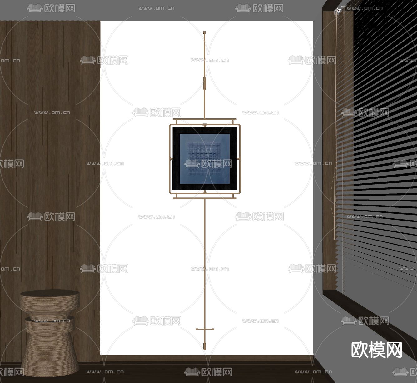 现代装饰画su模型下载（渲染图1）
