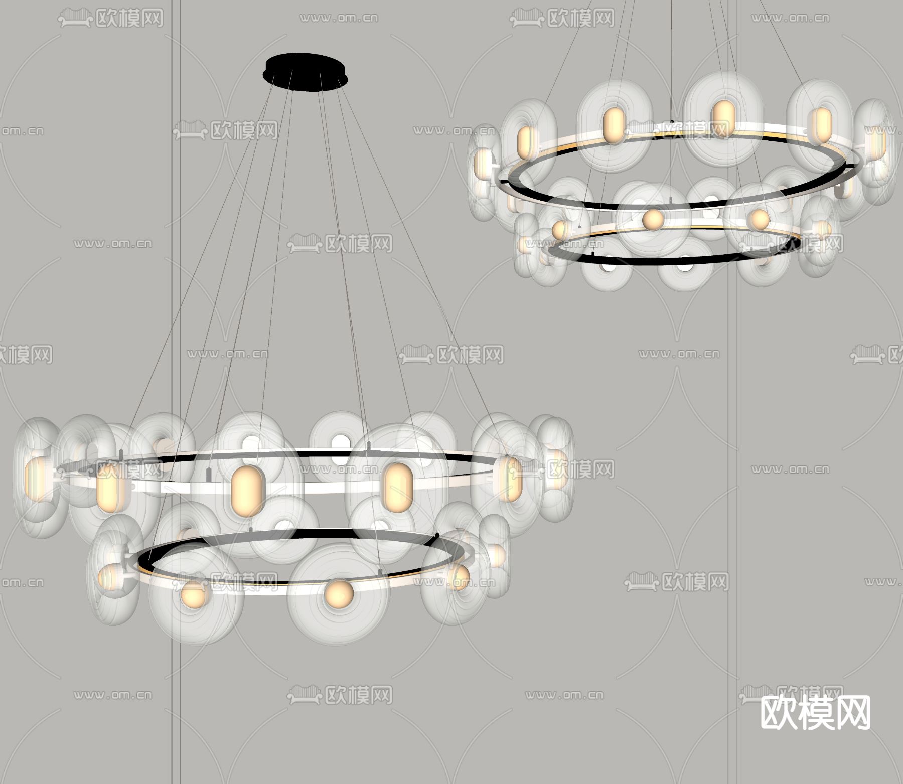 奶油风吊灯su模型下载（渲染图1）