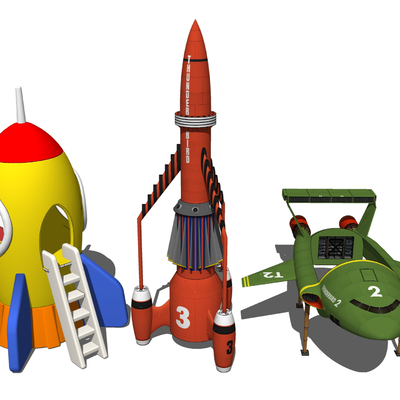  火箭直升机 儿童玩具su模型 