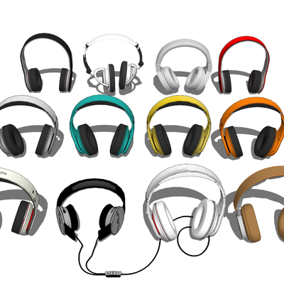  戴式耳机 无线耳机su模型 