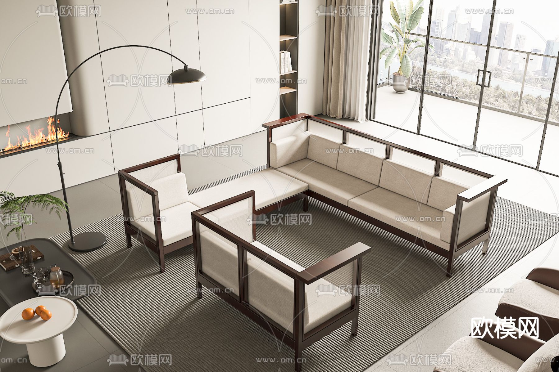 转角沙发 多人沙发3d模型下载